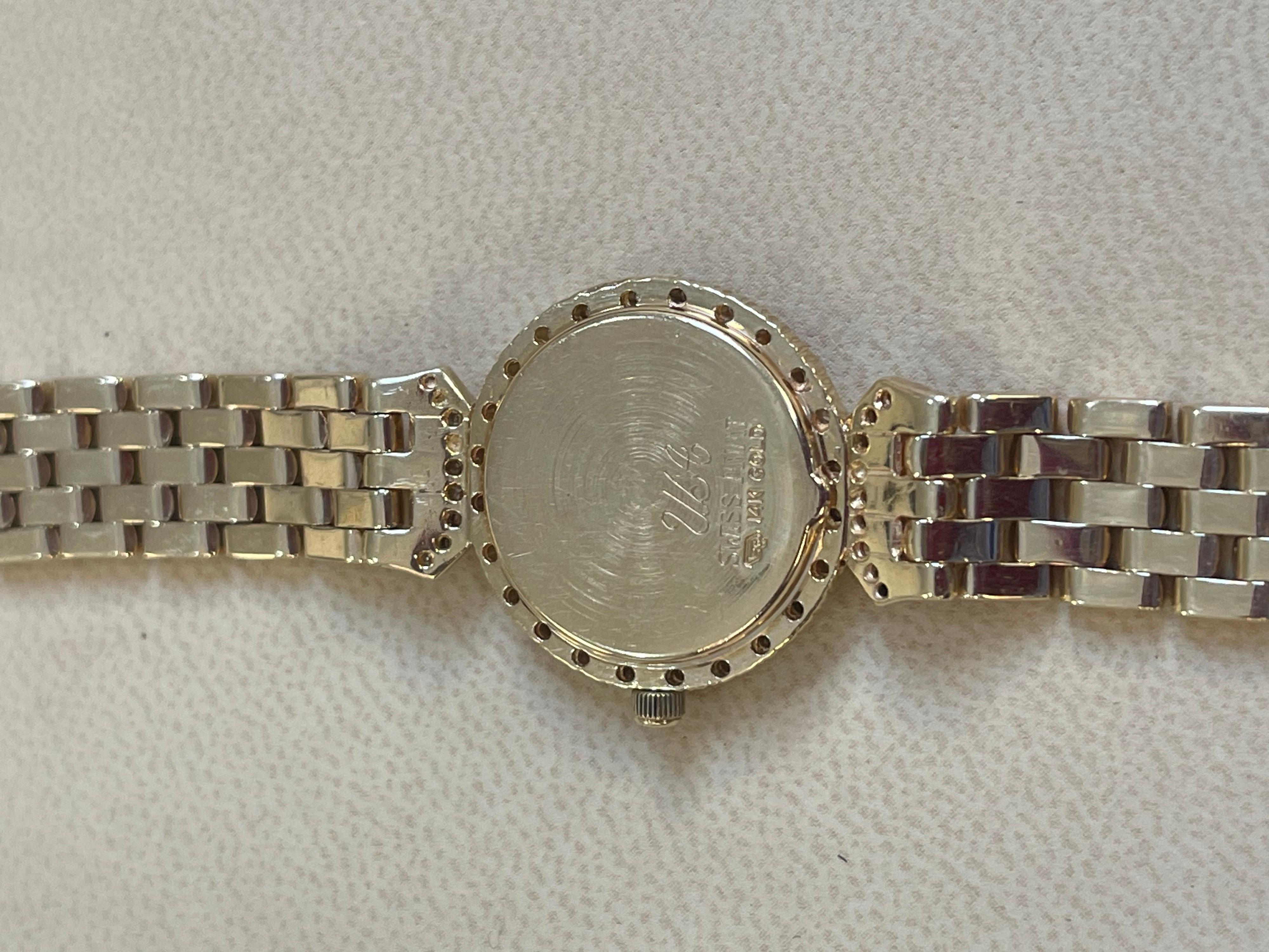 Allegro 14 Karat Yellow Gold Mother of Pearl And Diamond Watch 43 Grams 1