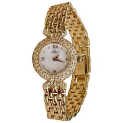 Allegro 14 Karat Yellow Gold Mother of Pearl And Diamond Watch 43 Grams
