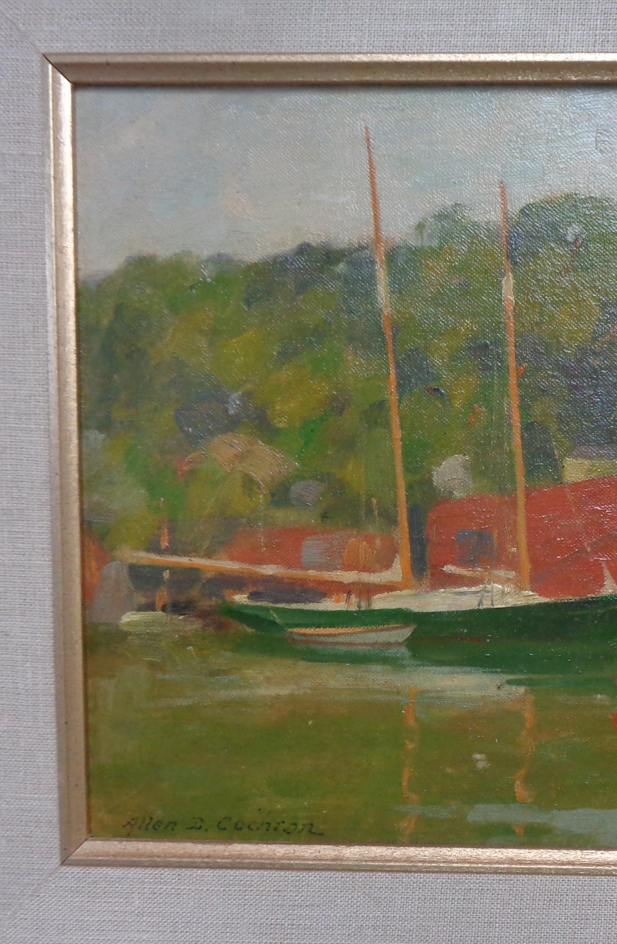 Impressionistisches Ölgemälde einer Marine, Allen D. Cochran Salmagundi Club Gloucester, Salmagundi – Painting von Allen Dean Cochran