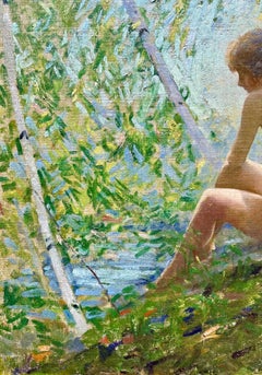 Donna nuda lungo il ruscello