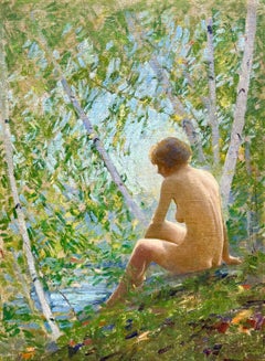 Nude Woman Along Stream