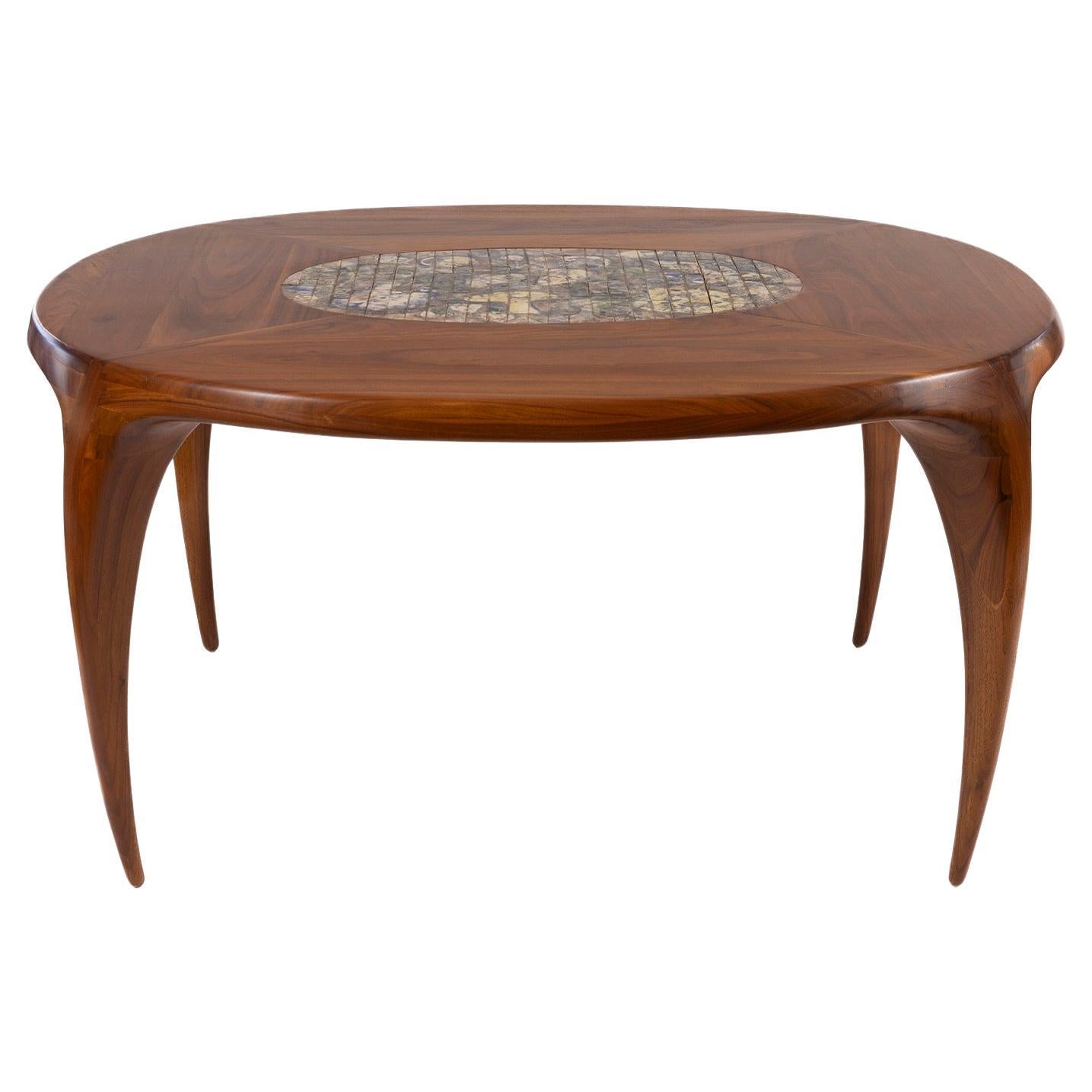 Allen Ditson & Lee Porzio Walnut & Ceramic Dining Table For Sale