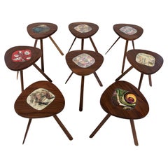 Allen Ditson & Lee Porzio Walnut and Ceramic Side Table