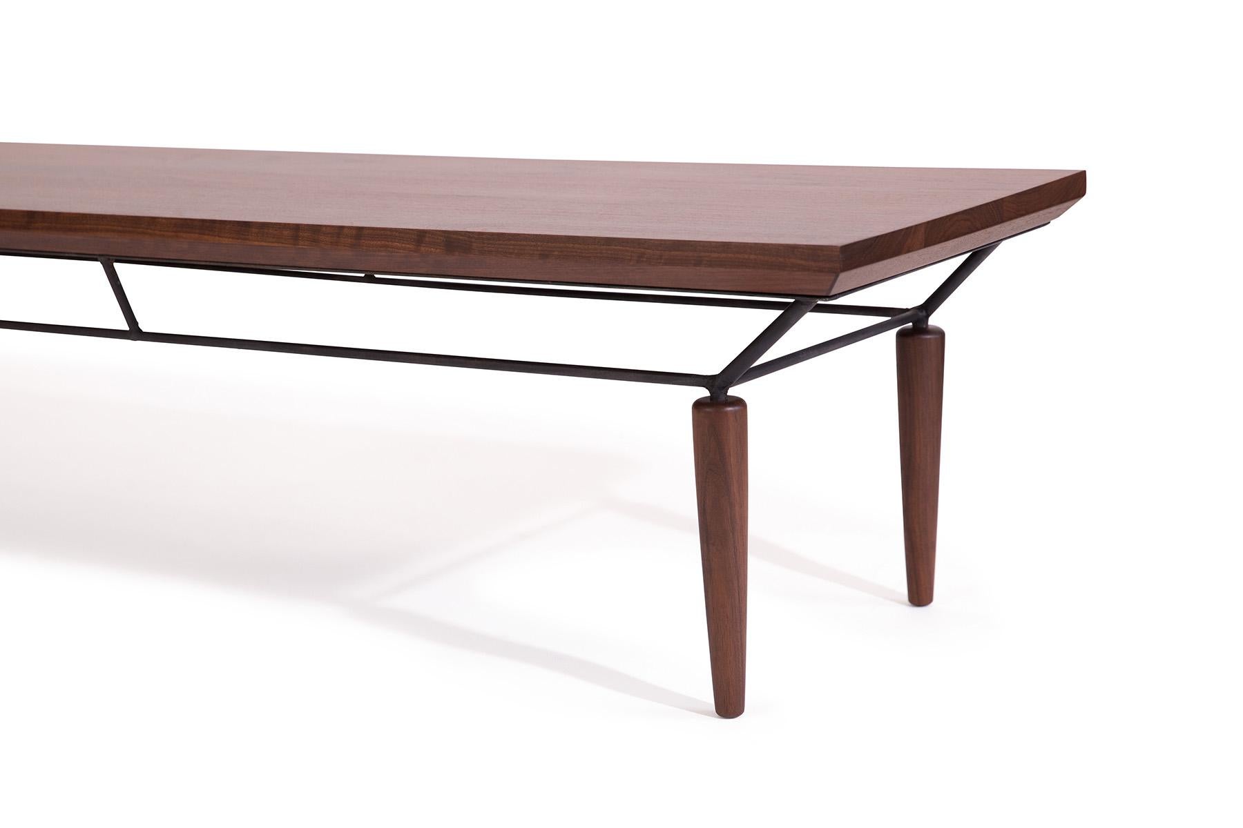 Mid-Century Modern Allen Ditson Solid Walnut and Iron Bench or Table