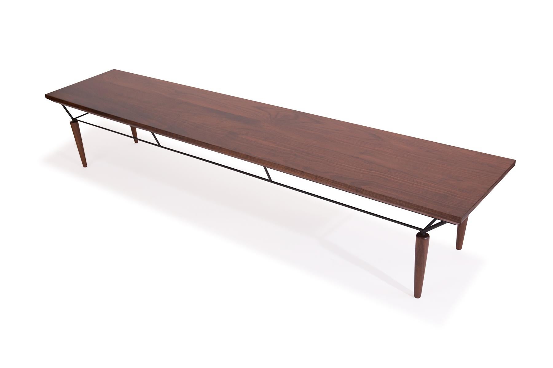 American Allen Ditson Solid Walnut and Iron Bench or Table
