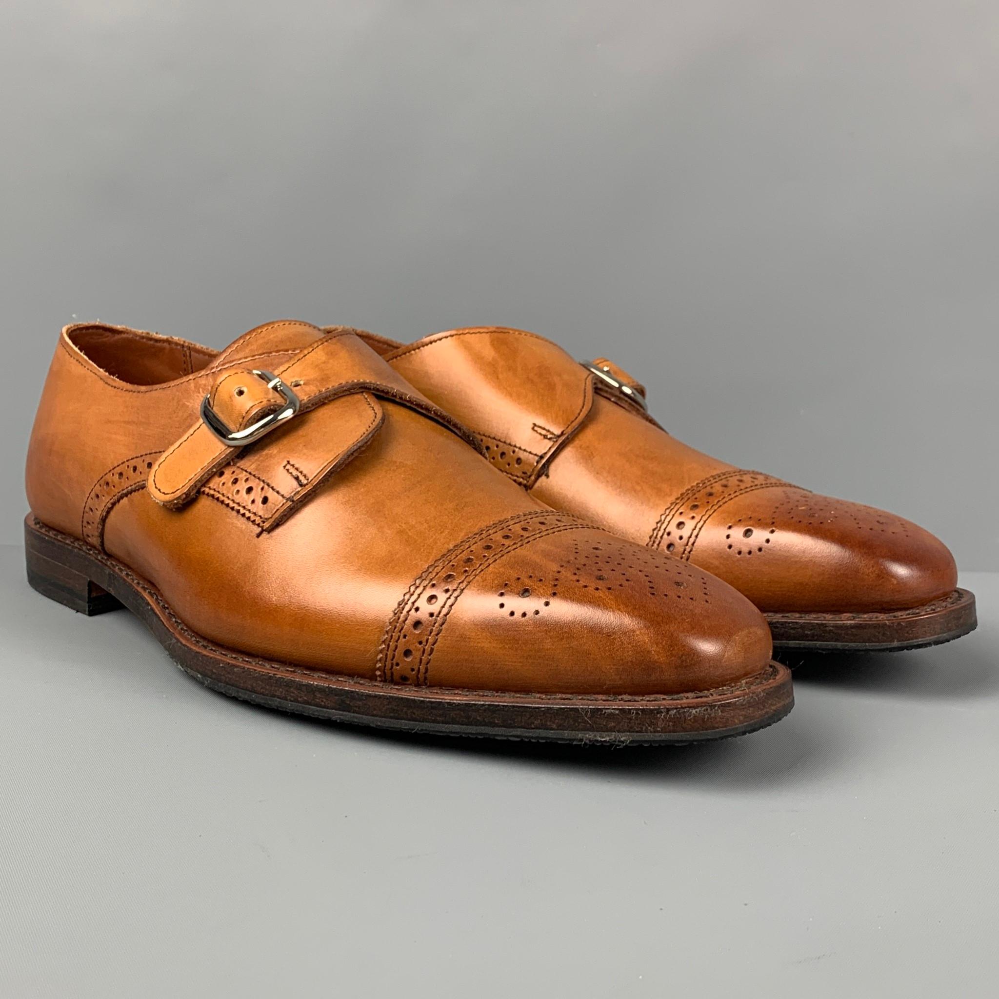 ALLEN EDMONDS 'Franciscan' shoes comes in a tan perforated leather featuring a monk strap closure and a square toe. Made in USA. 

Excellent Pre-Owned Condition.
Marked: 10

Outsole: 12.5 in. x 4.5 in. 
