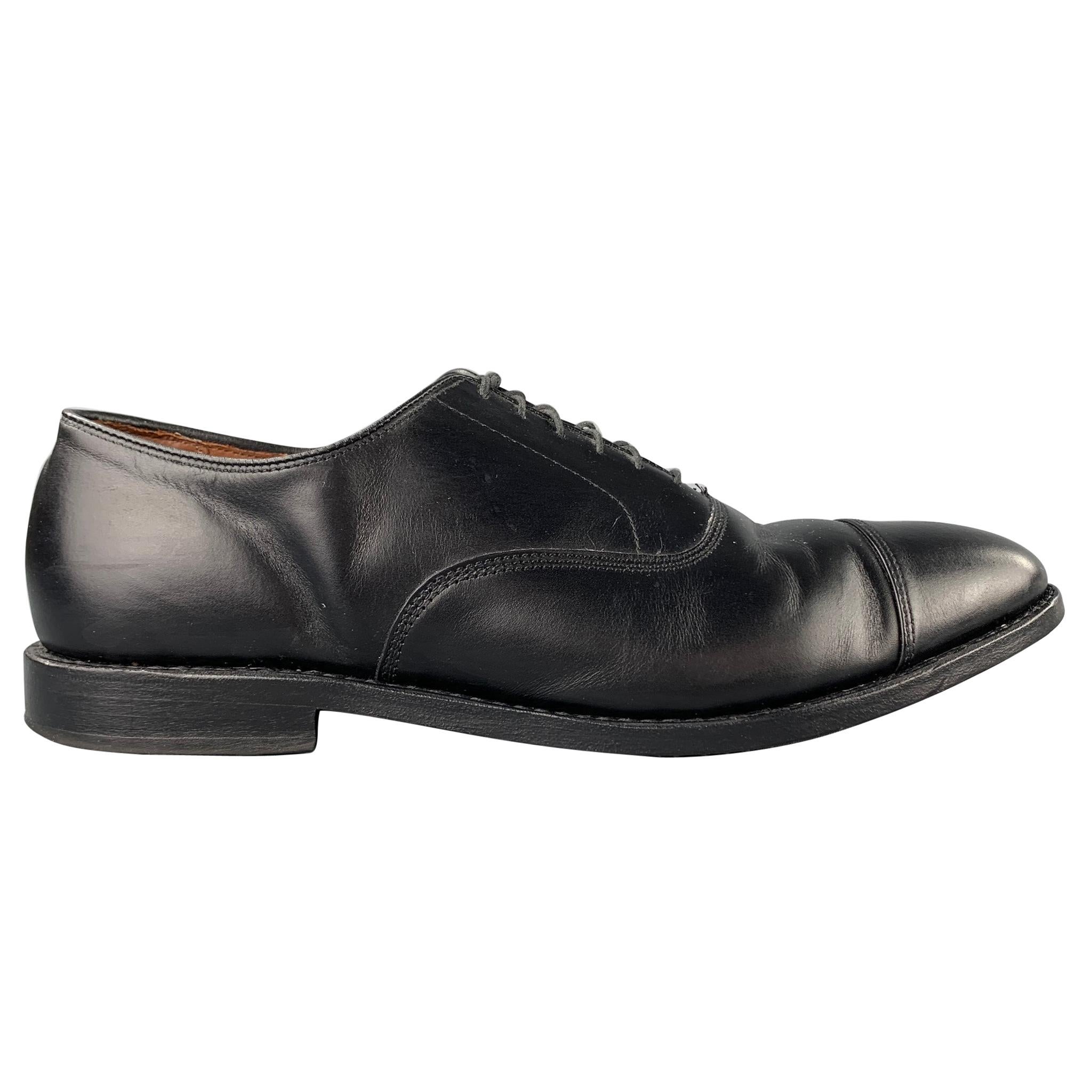 ALLEN EDMONDS Park Avenue Size 11.5 Black Leather Cap Toe Lace Up Shoes