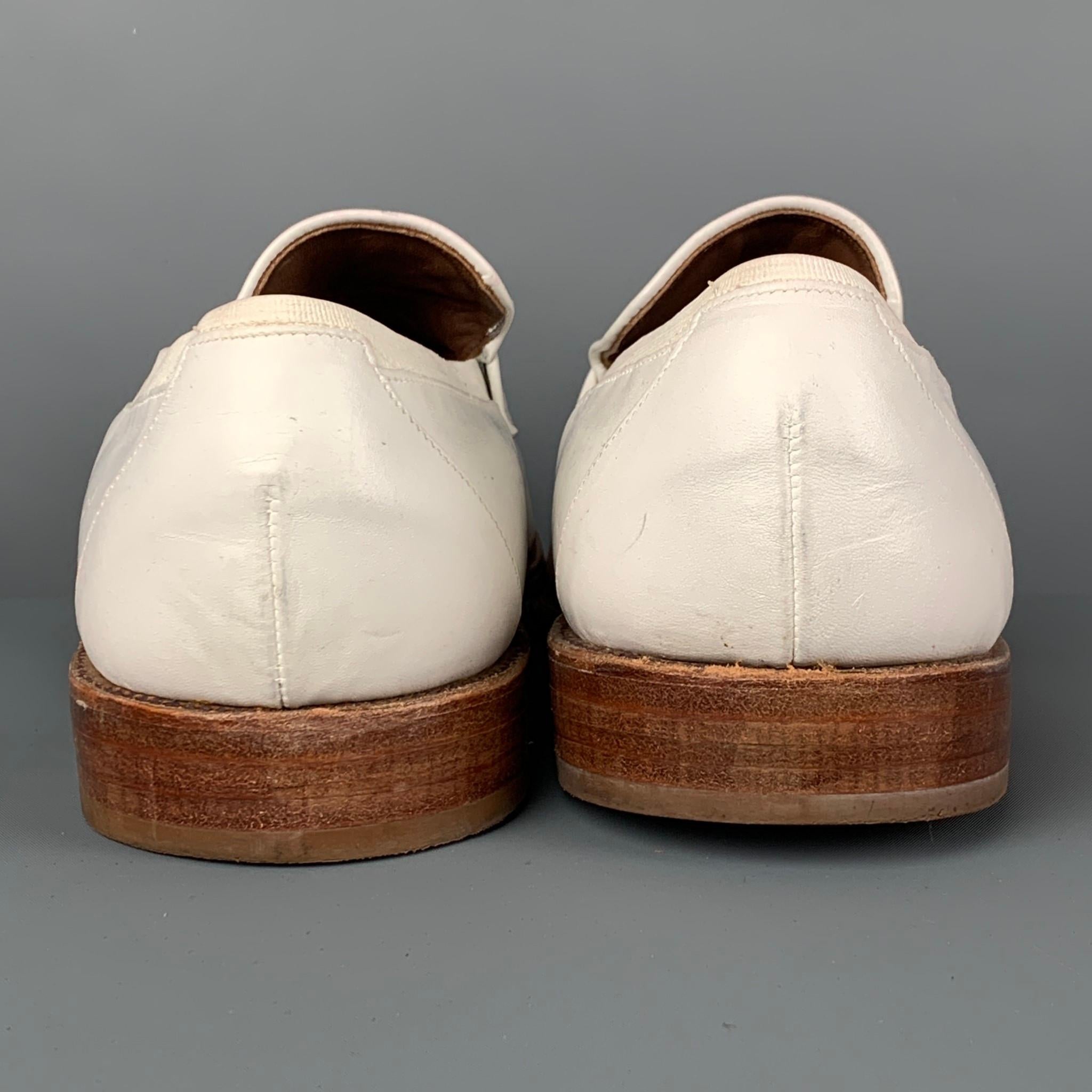 ALLEN EDMONDS Size 10.5 White Leather Tassels Loafers 1