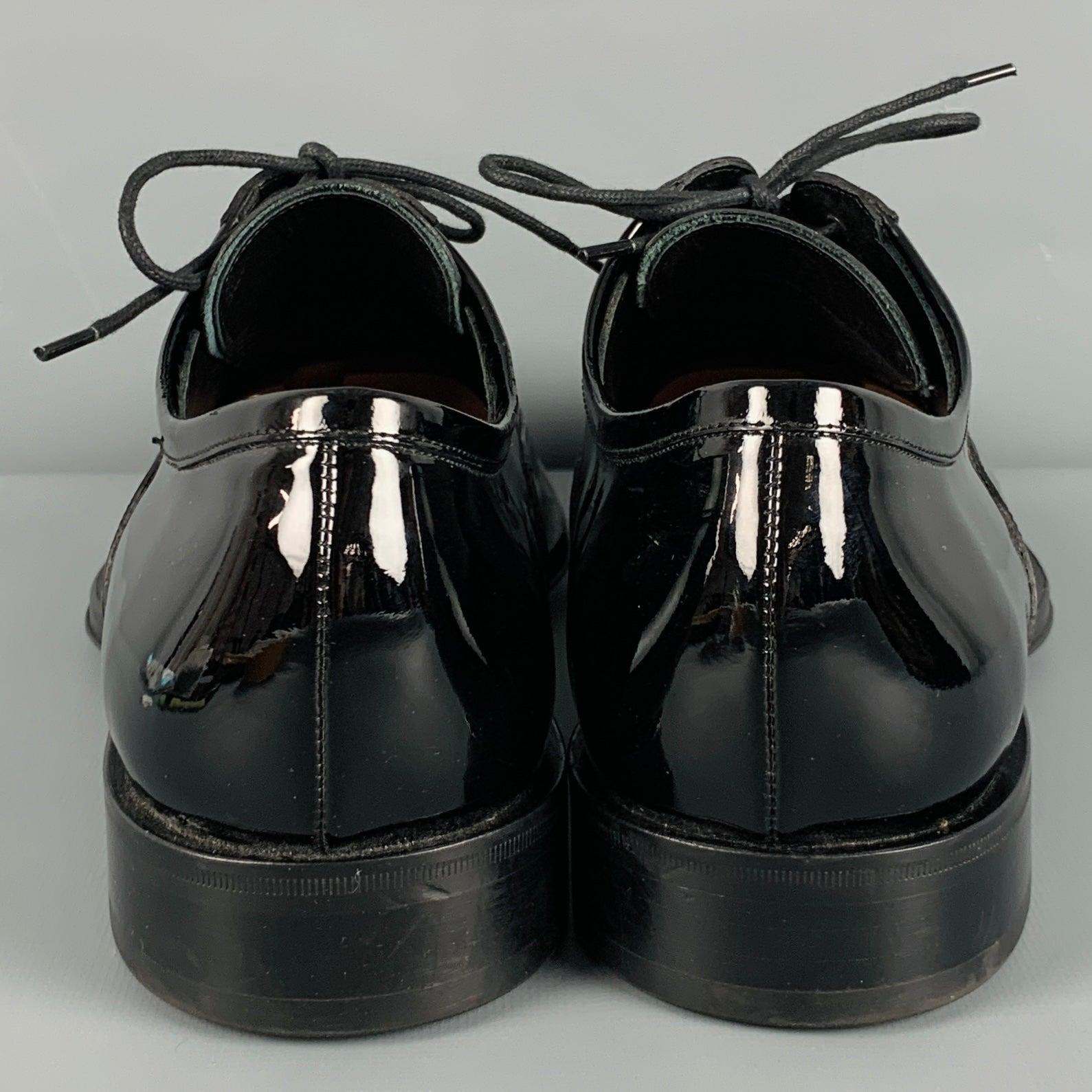 ALLEN EDMONDS Size 11 Black Patent Leather Lace-Up Shoes In Good Condition For Sale In San Francisco, CA