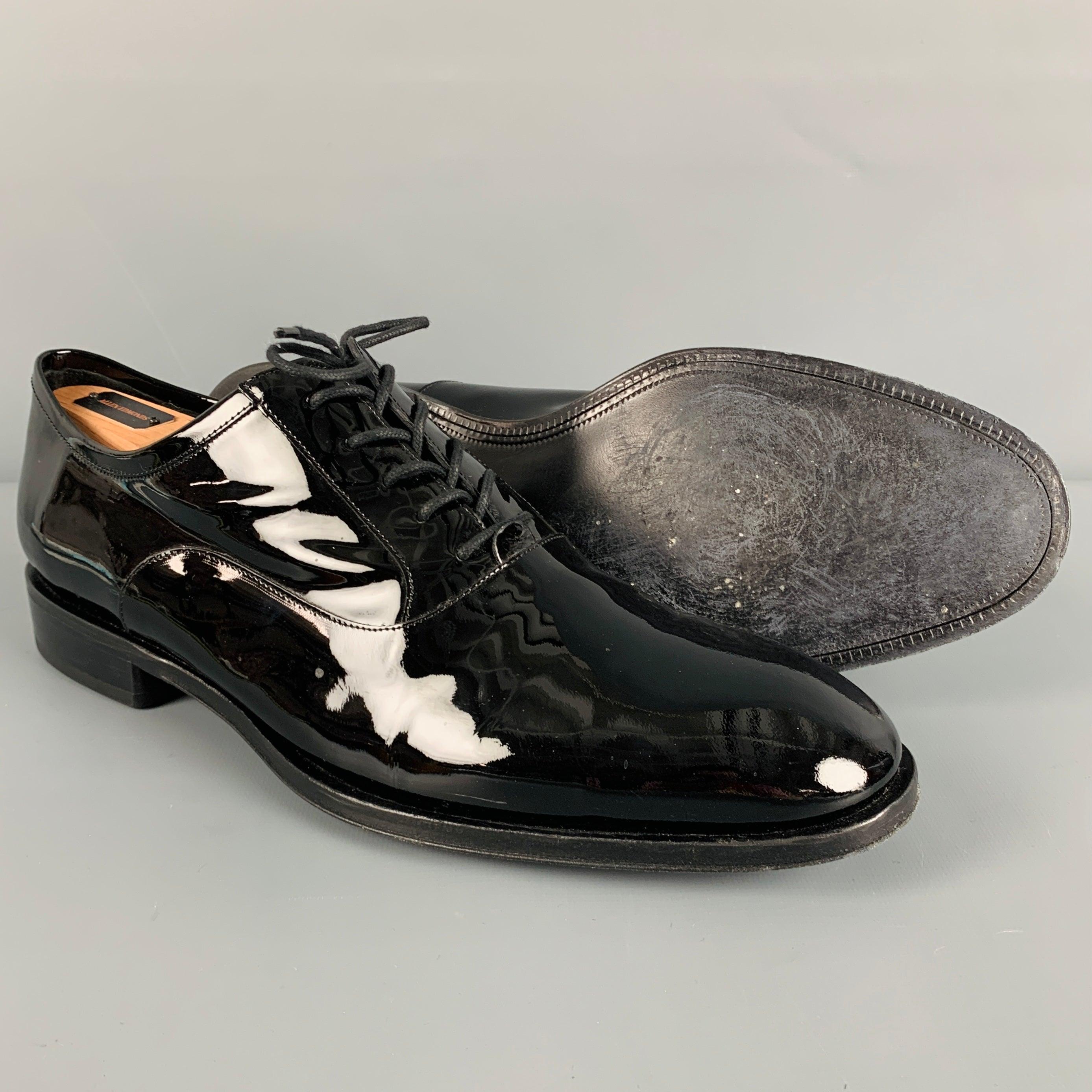 ALLEN EDMONDS Size 11 Black Patent Leather Lace-Up Shoes For Sale 1