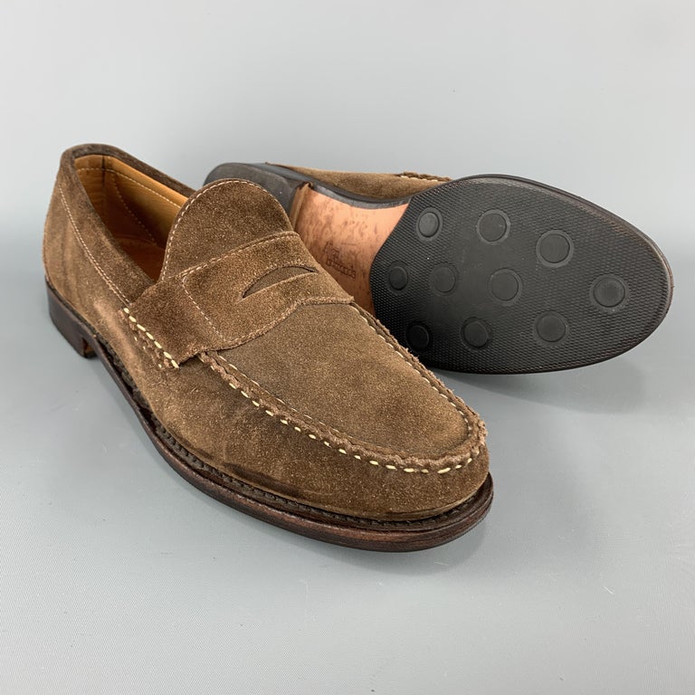 ALLEN EDMONDS Size 11 Brown Contrast Stitch Slip On Penny DOVER Loafers ...