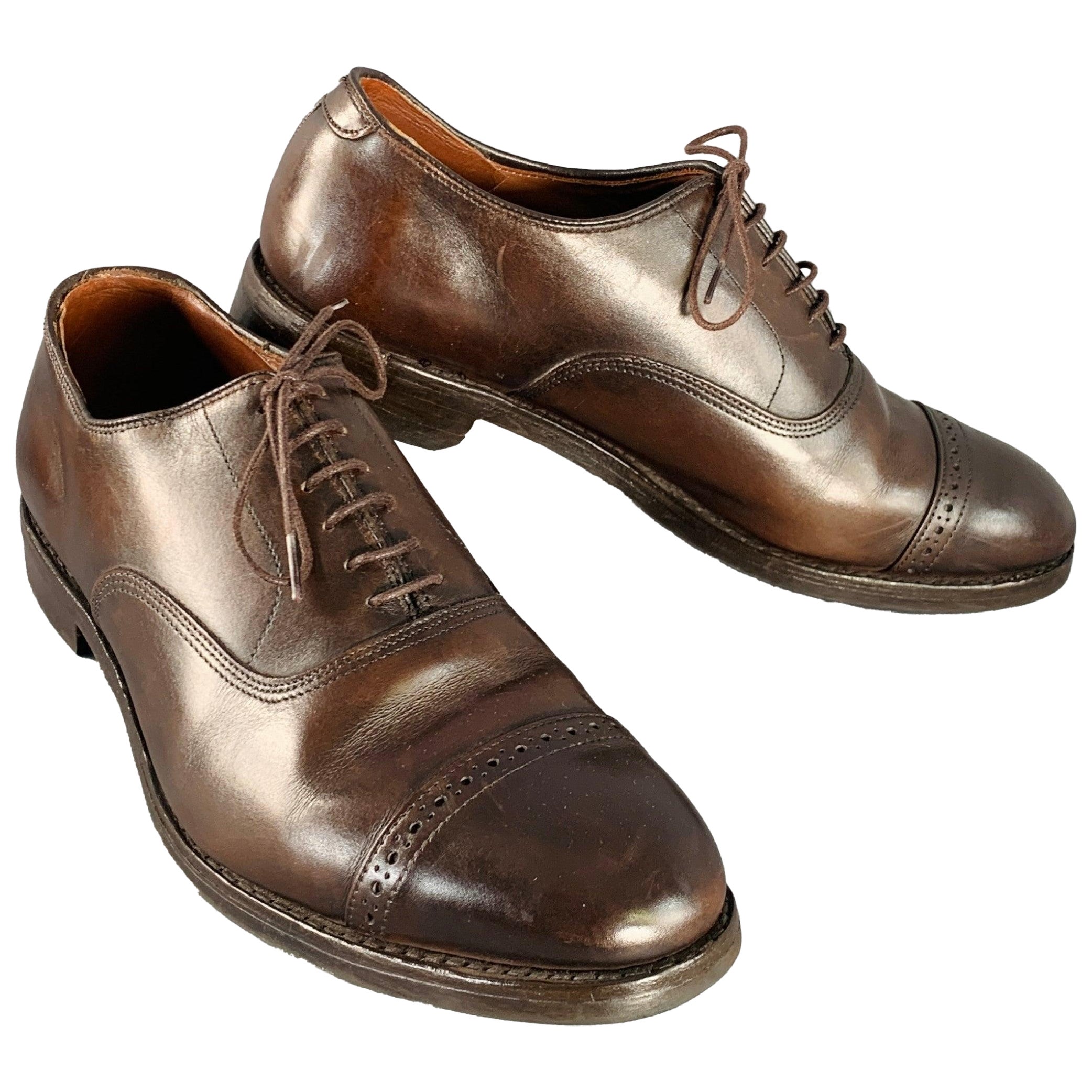 ALLEN EDMONDS Size 11 Fifth Avenue Brown Leather Oxford Cap Toe Lace-Up Shoes