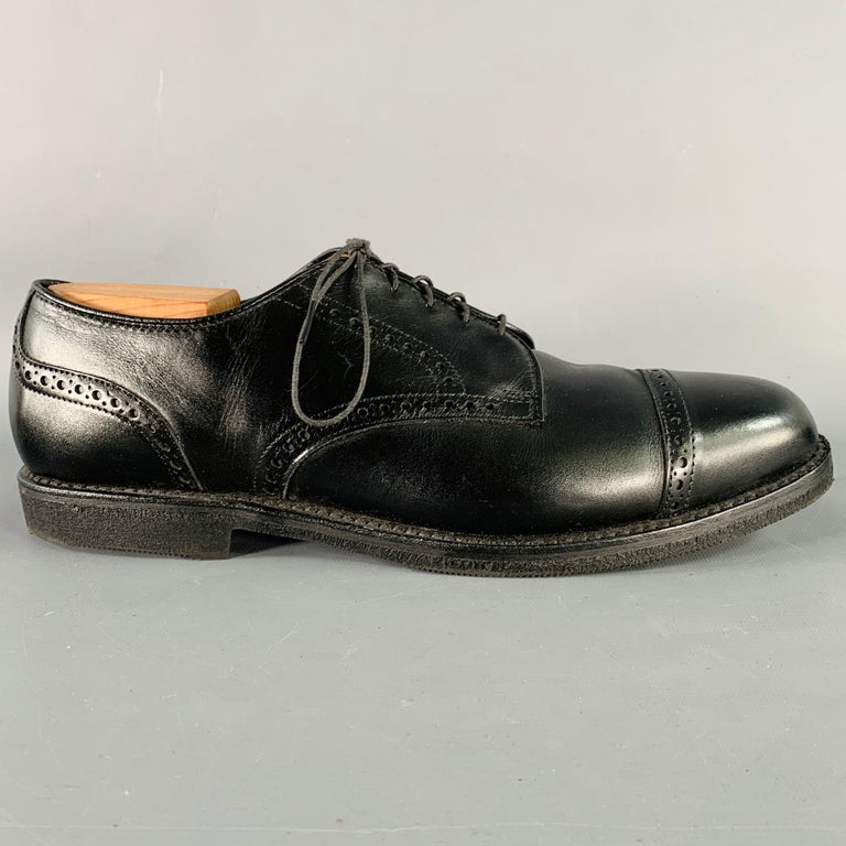 ALLEN EDMONDS Size 12 Black Perforated Leather Cap Toe Lace-Up Shoes ALLEN EDMONDS Size 12 Black Perforated Leather Cap Toe Lace  main image 4