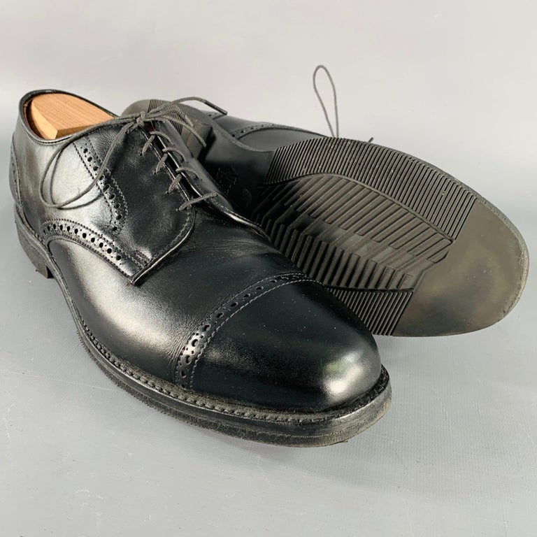 ALLEN EDMONDS Size 12 Black Perforated Leather Cap Toe Lace  display picture 1