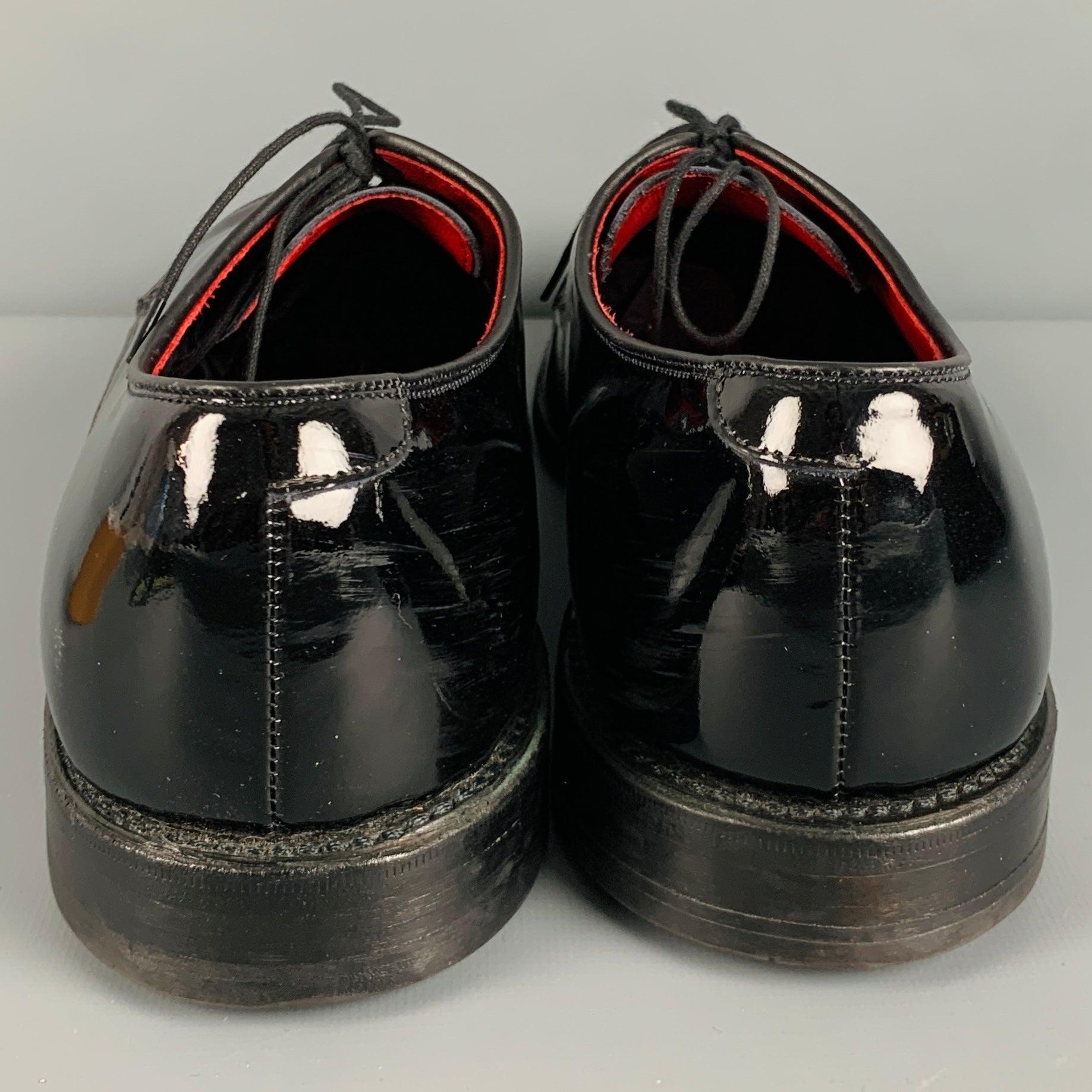 ALLEN EDMONDS Size 13 Black Patent Leather Lace-Up Shoes In Good Condition For Sale In San Francisco, CA