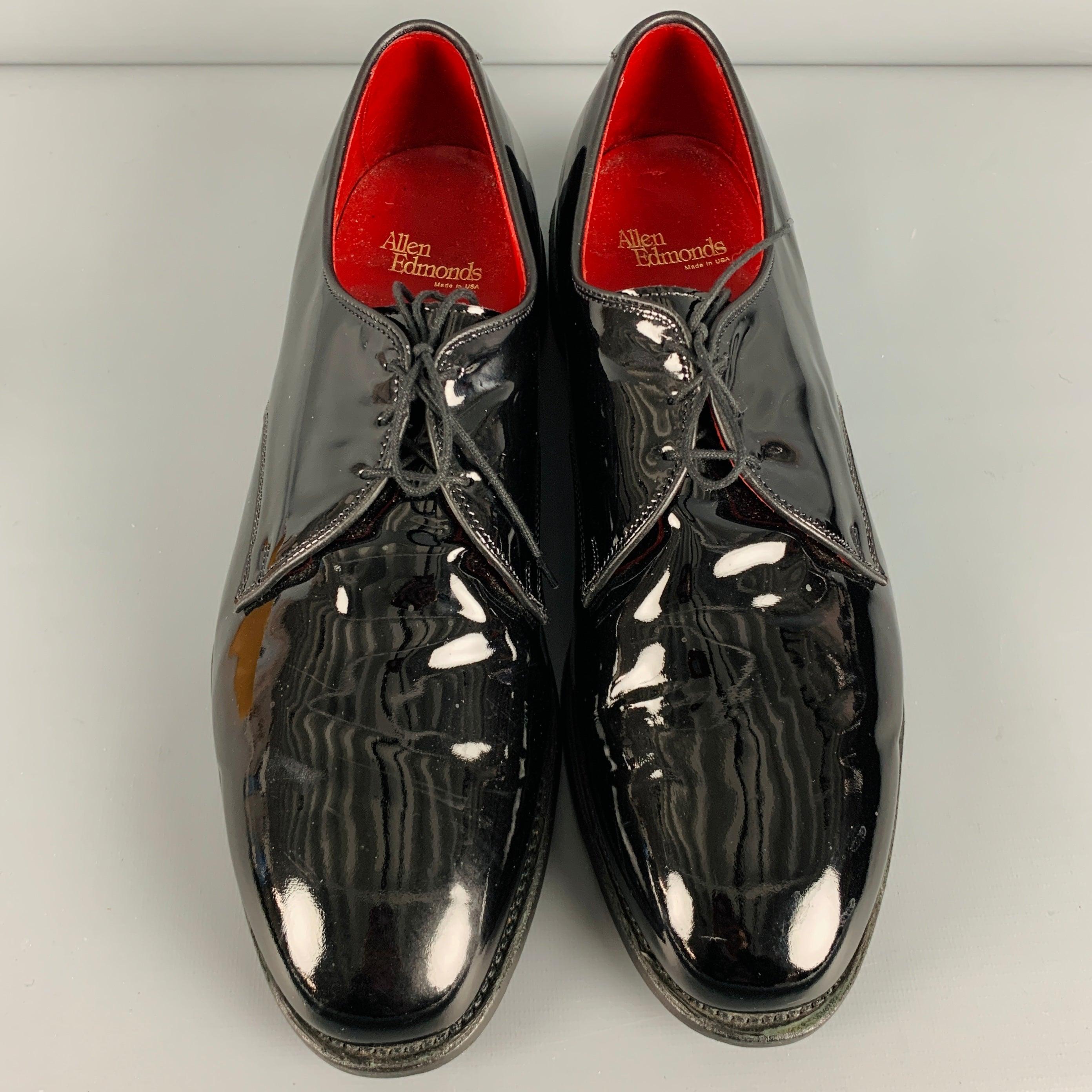 Men's ALLEN EDMONDS Size 13 Black Patent Leather Lace-Up Shoes For Sale