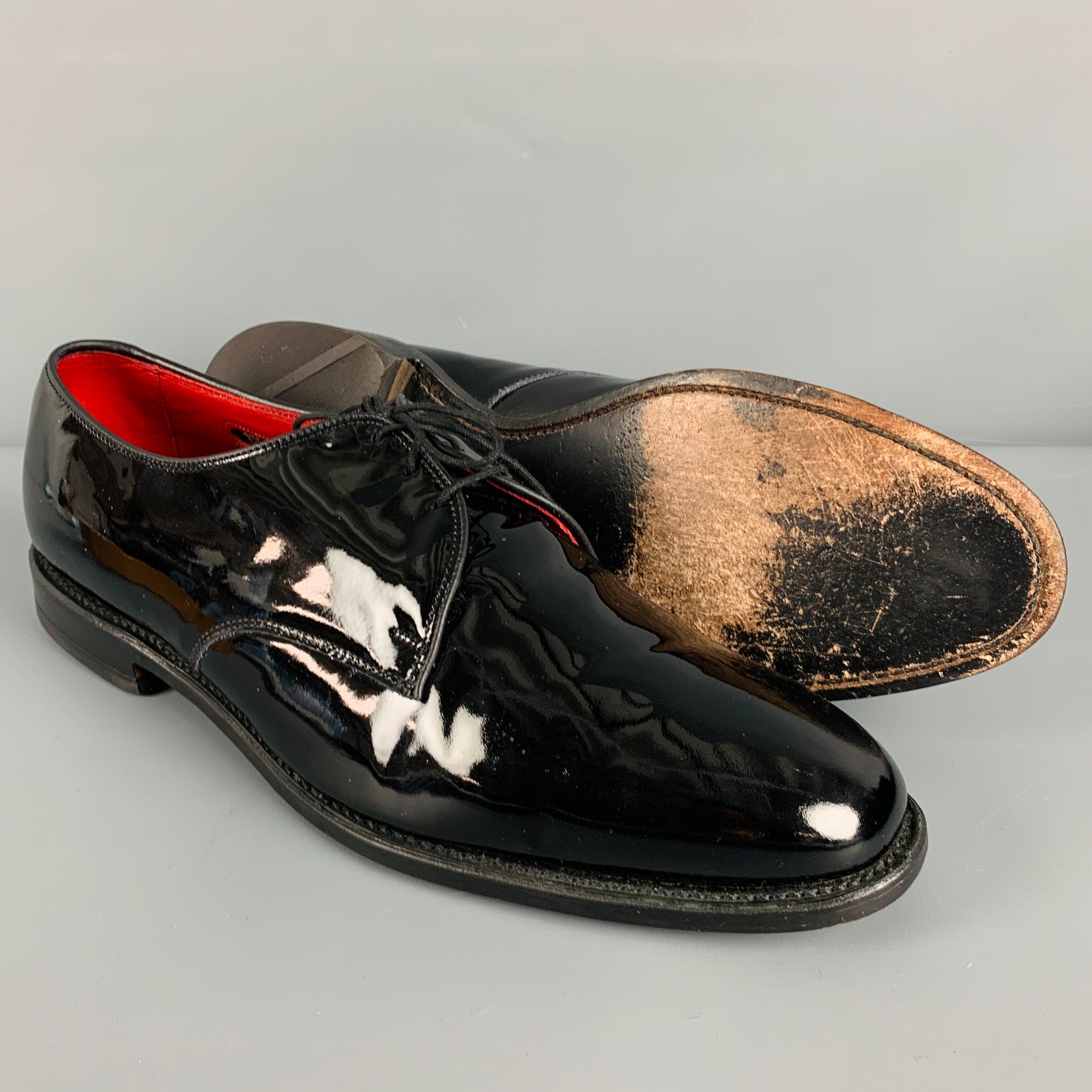ALLEN EDMONDS Size 13 Black Patent Leather Lace-Up Shoes For Sale 1