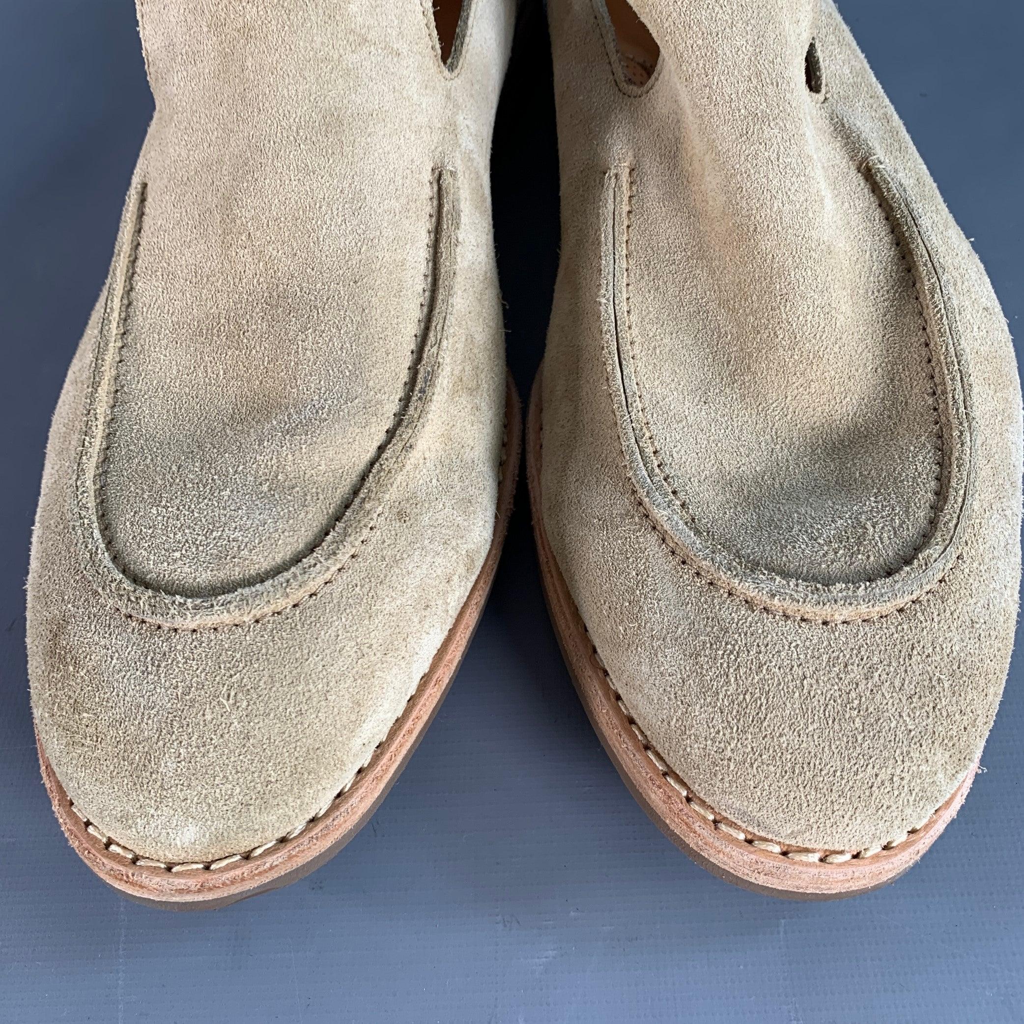 ALLEN EDMONDS Mocasines venecianos con suela de crepé de ante de curtido vegetal beige Denali talla 13 en venta 4