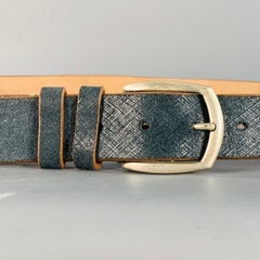 ALLEN EDMONDS Taille 42 Ceinture en cuir texturé bleu et tan