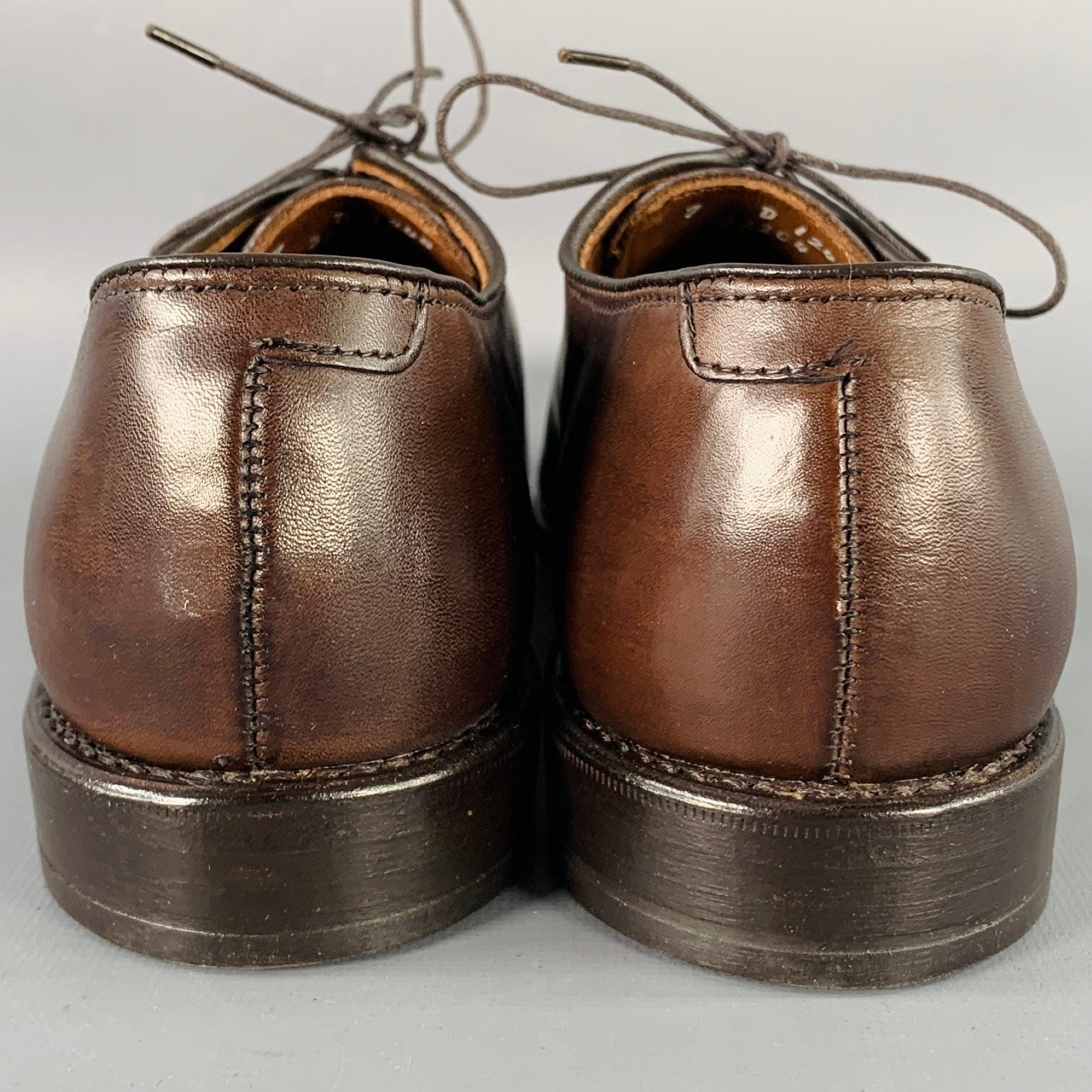 ALLEN EDMONDS Size 7 Delray Brown Leather Split Toe Derby Lace-Up Shoes In Good Condition For Sale In San Francisco, CA