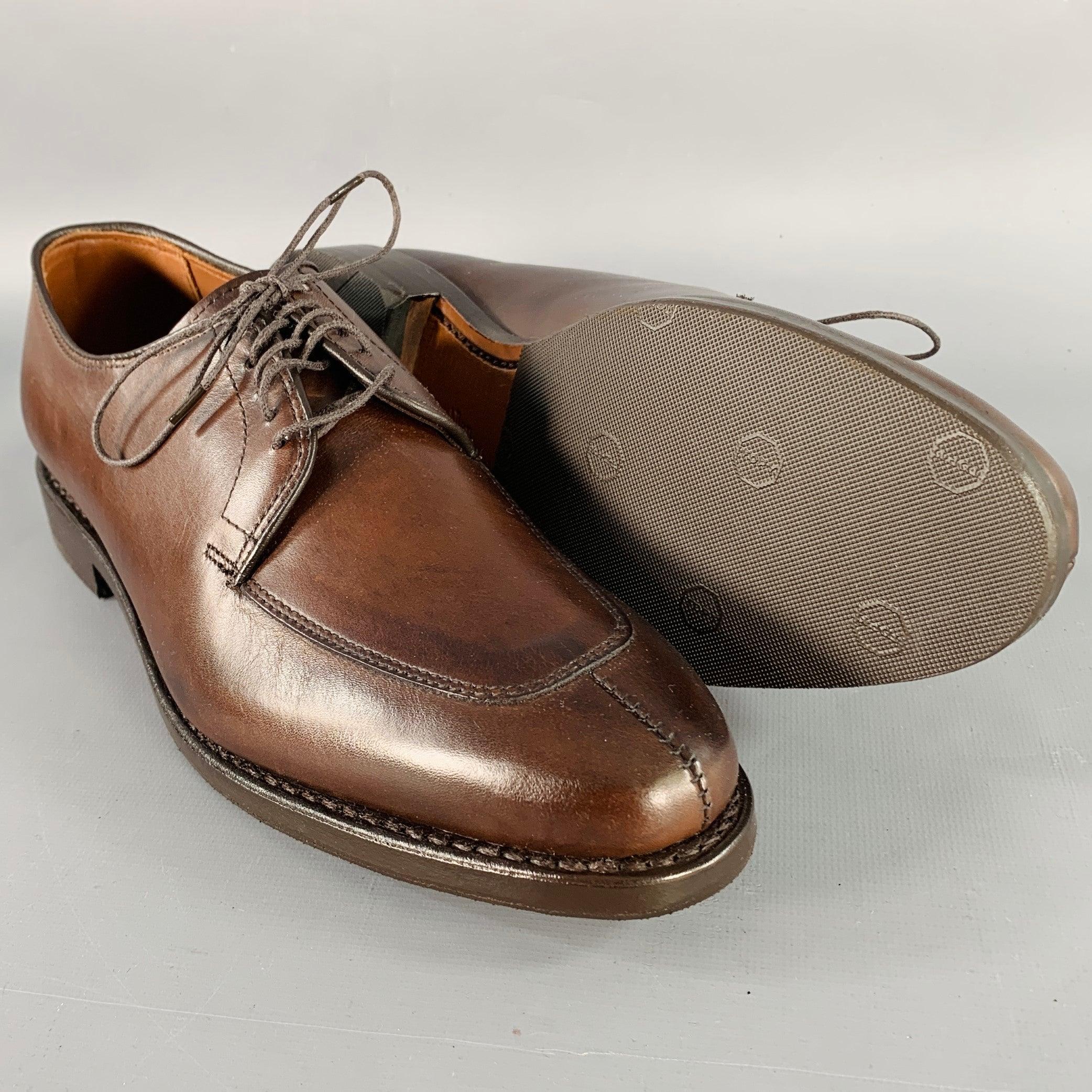 ALLEN EDMONDS Size 7 Delray Brown Leather Split Toe Derby Lace-Up Shoes For Sale 1