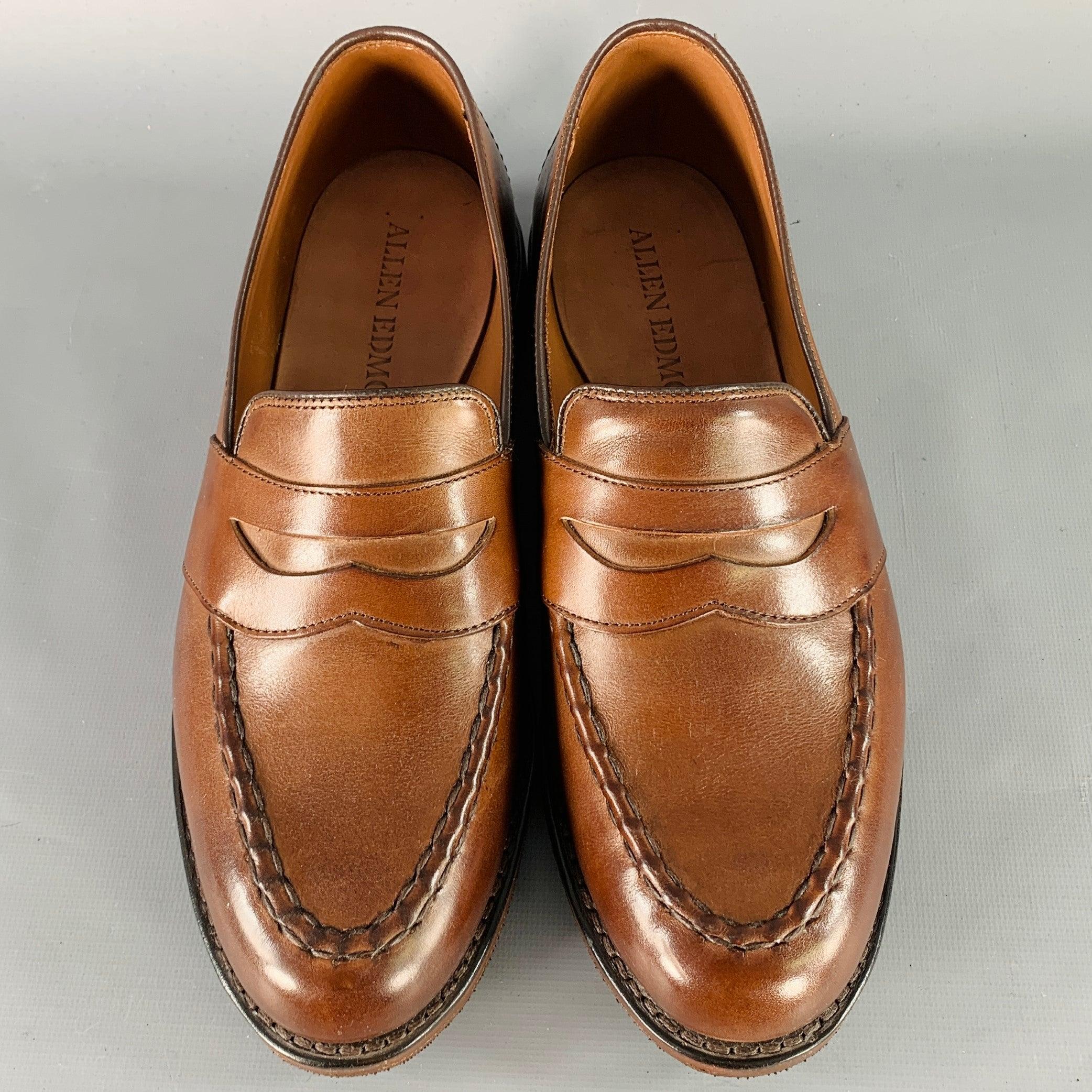 Men's ALLEN EDMONDS Size 7 Randolph Brown Leather Penny Loafers For Sale