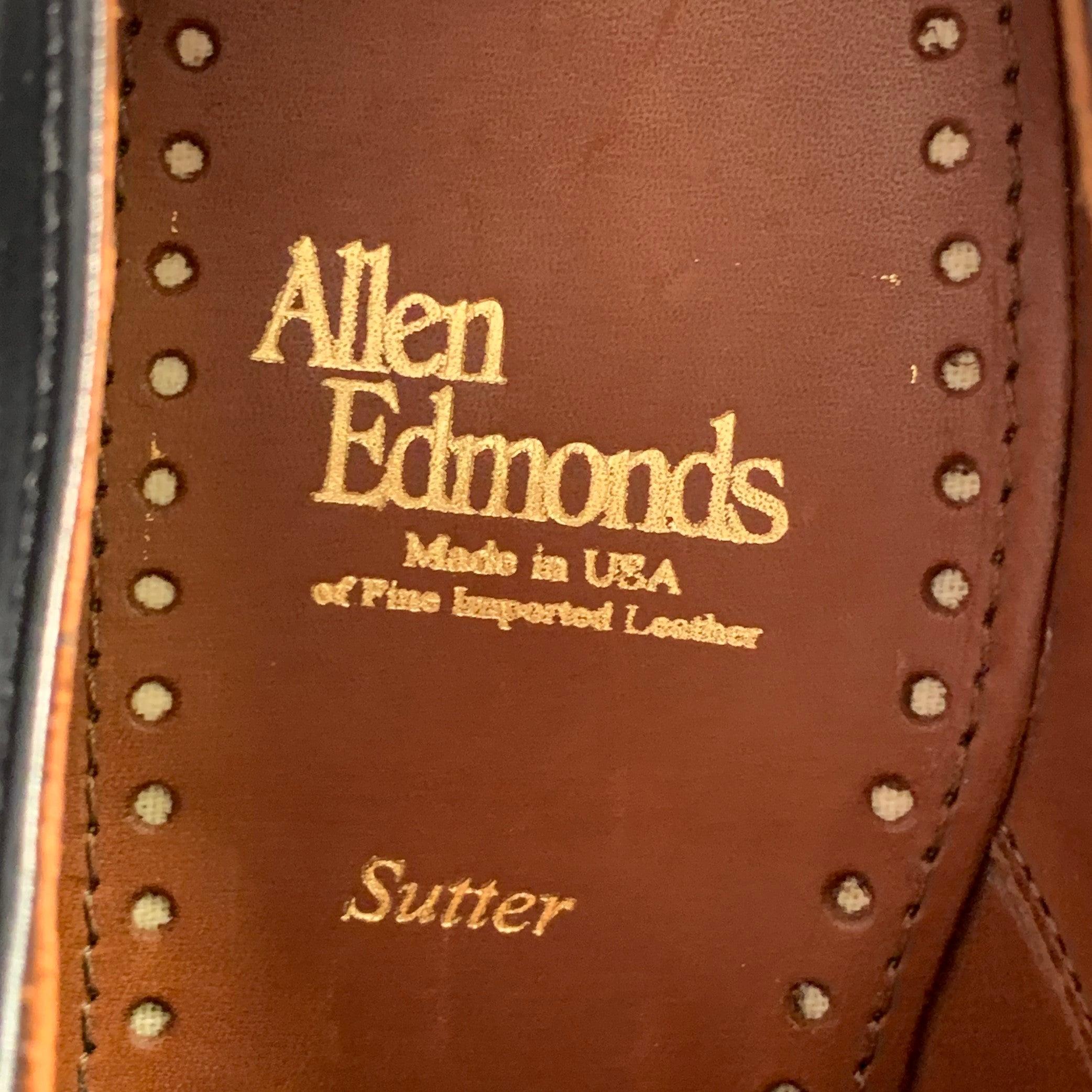 ALLEN EDMONDS Taille 7 Sutter Derby en cuir noir Chaussures à lacets en vente 2