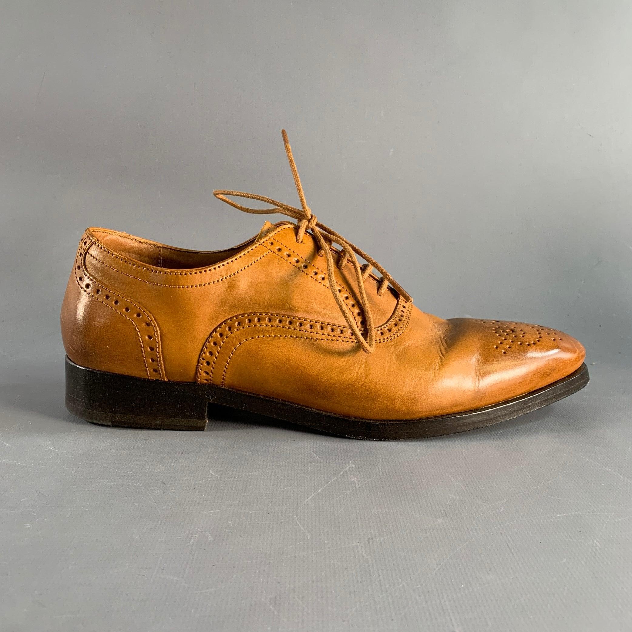 Men's ALLEN EDMONDS Size 7 Tan Perforated Leather Oxford Lace Up Shoes For Sale