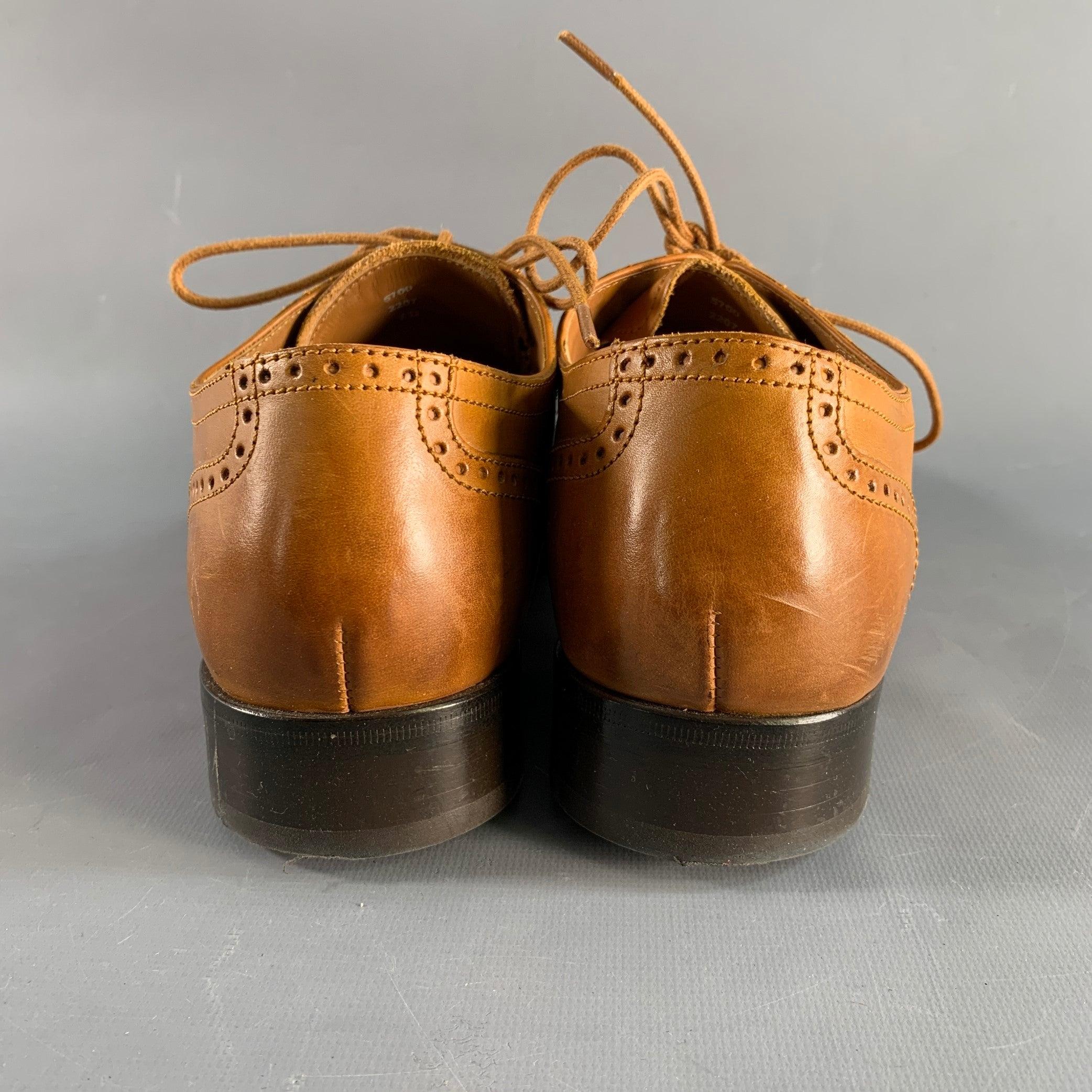 ALLEN EDMONDS Size 7 Tan Perforated Leather Oxford Lace Up Shoes For Sale 1