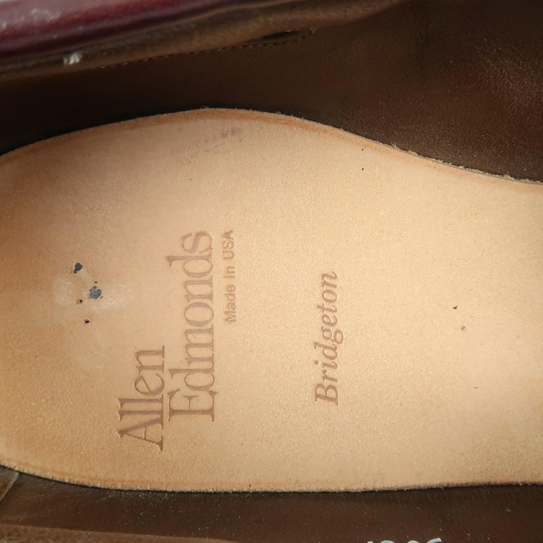 ALLEN EDMONDS Size 9.5 Burgundy Brogue Leather Eyelash Tassel BRIDGETON Loafers For Sale 2