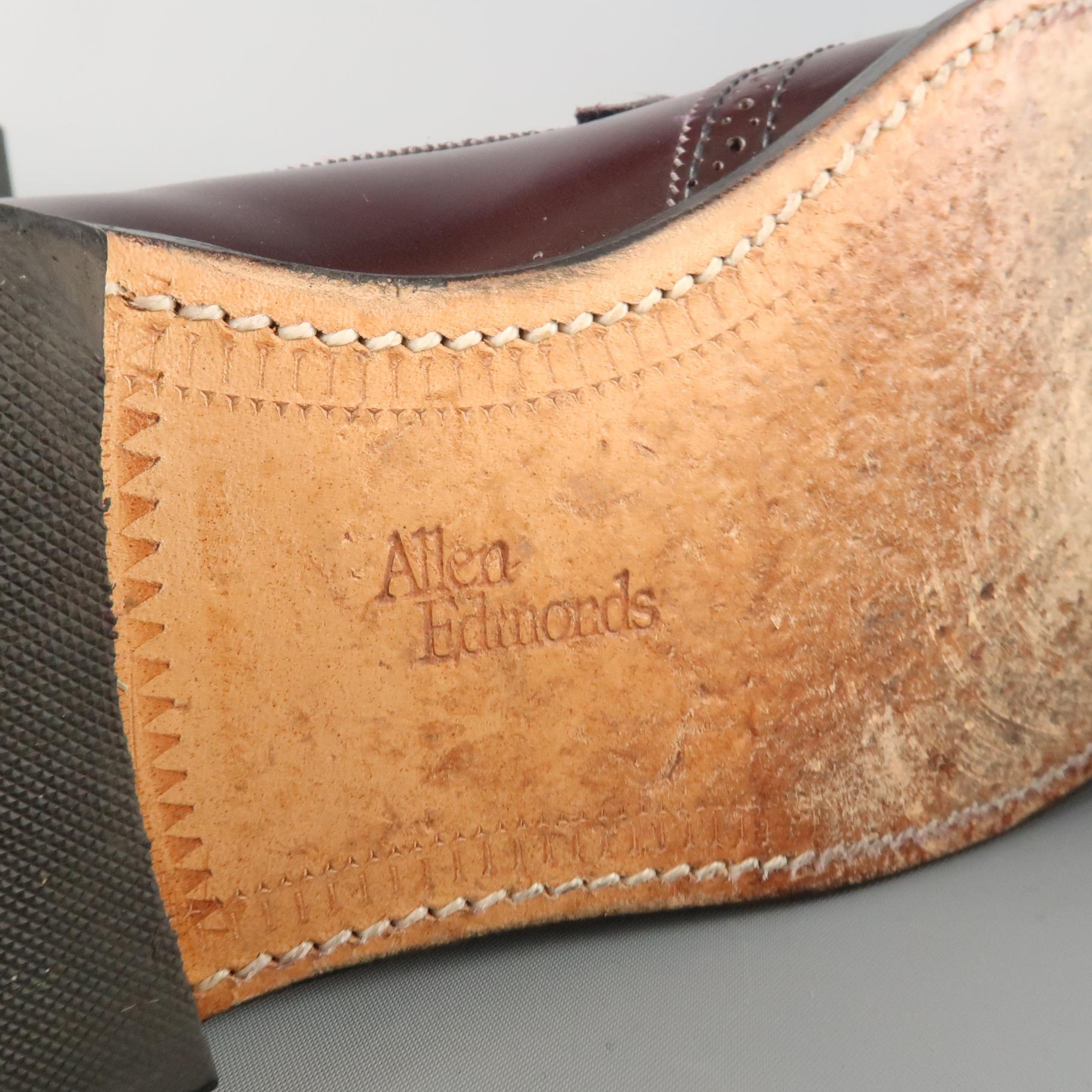Black ALLEN EDMONDS Size 9.5 Burgundy Brogue Leather Eyelash Tassel BRIDGETON Loafers