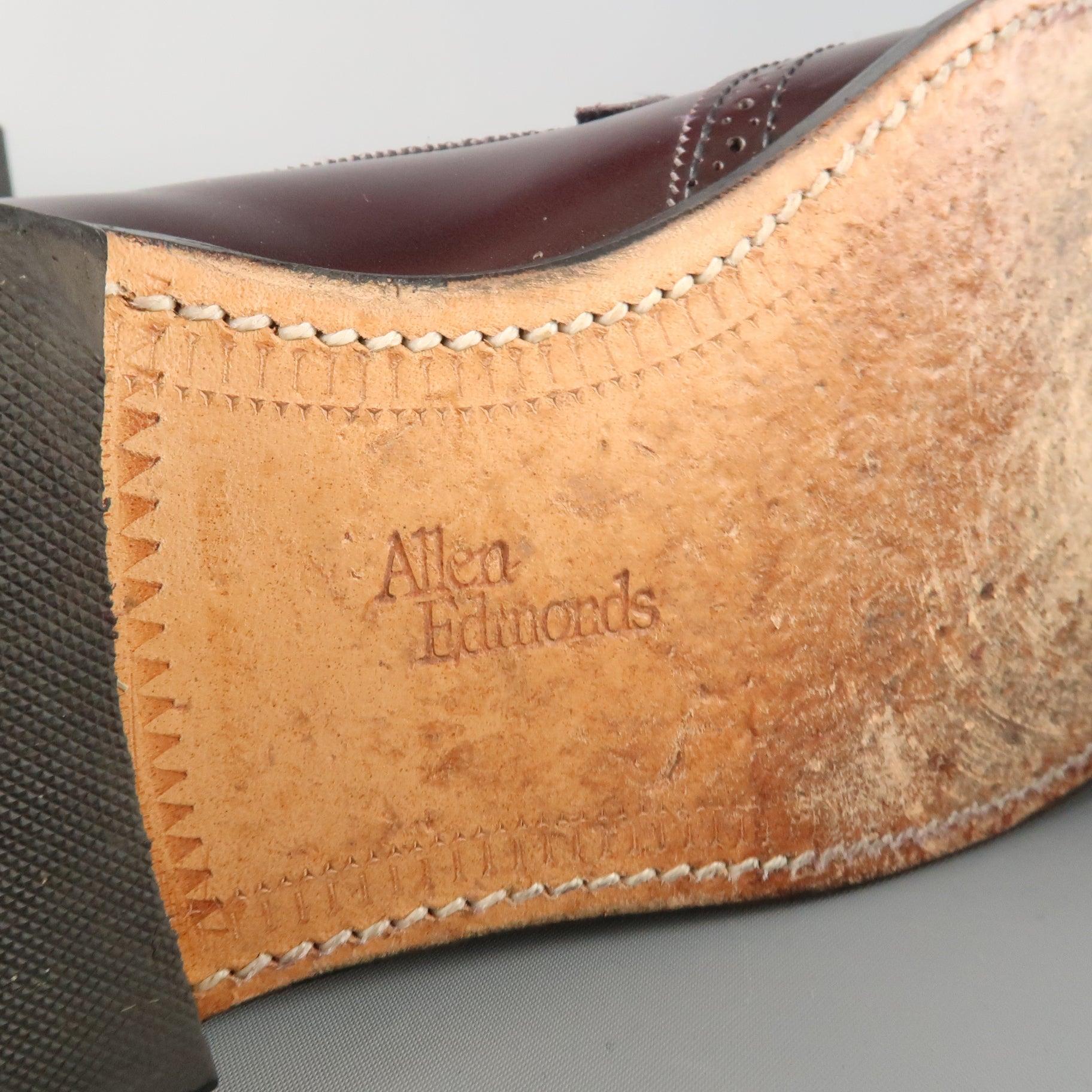 ALLEN EDMONDS Size 9.5 Burgundy Brogue Leather Eyelash Tassel BRIDGETON Loafers For Sale 4