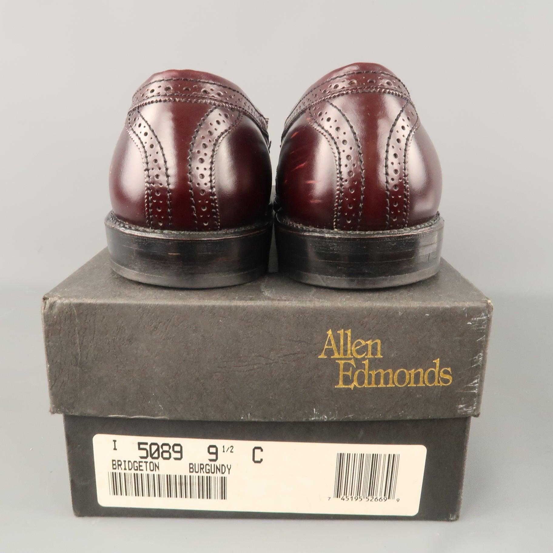 ALLEN EDMONDS Size 9.5 Burgundy Brogue Leather Eyelash Tassel BRIDGETON Loafers For Sale 5