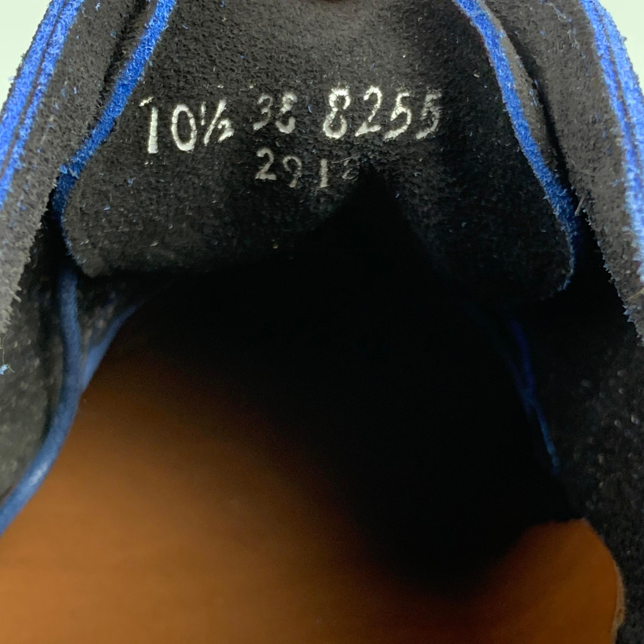 Black ALLEN EDMONDS Strandmok Size 11.5 Navy Perforated Suede Cap Toe Lace Up Shoes