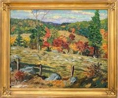 "Cape Cod" Colorido paisaje otoñal impresionista Pintura al óleo sobre tabla Enmarcado