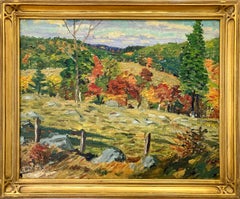 "Cape Cod" Colorful Autumn Impressionist Landscape Oil Painting on Board Framed