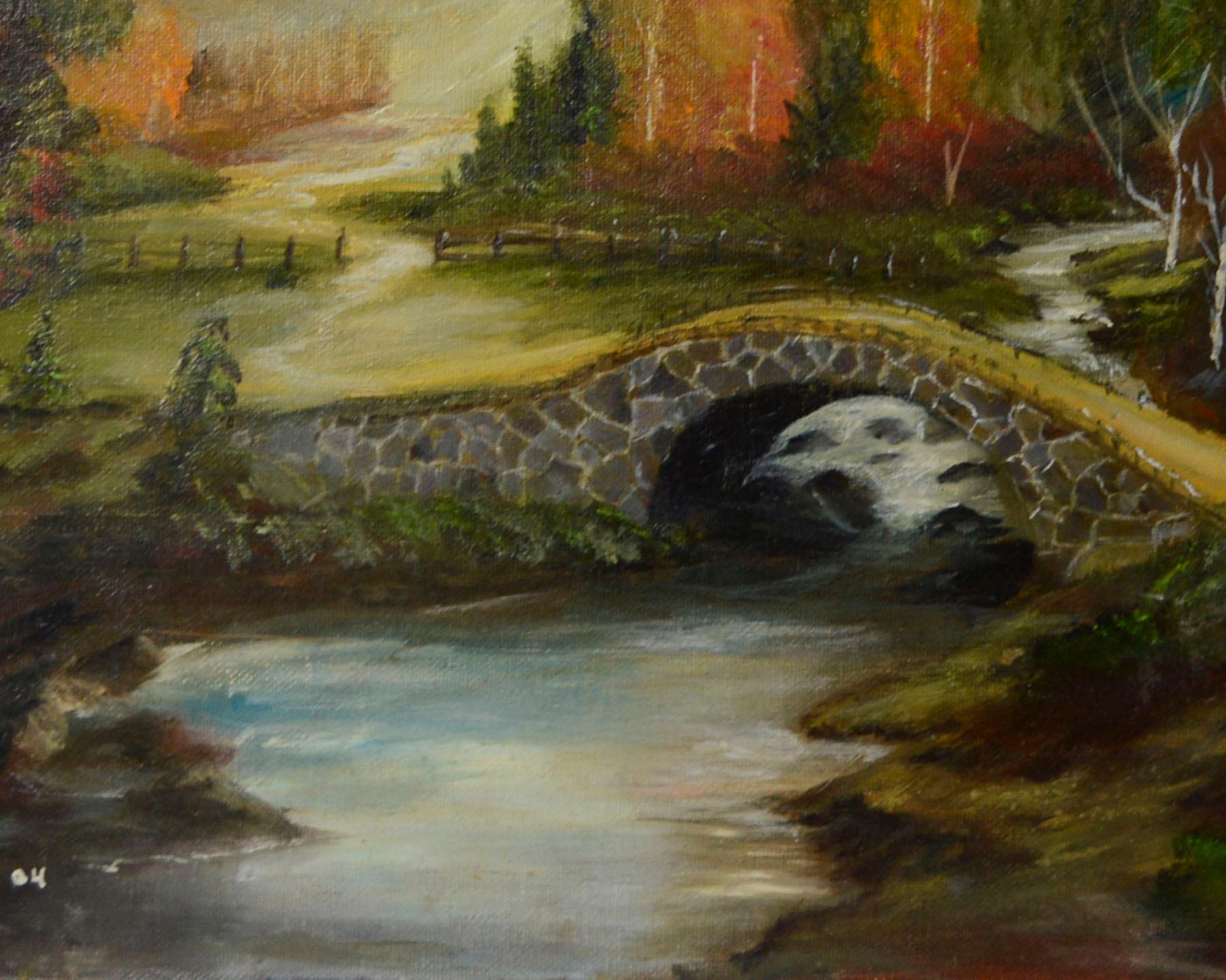 landscape with a stone bridge