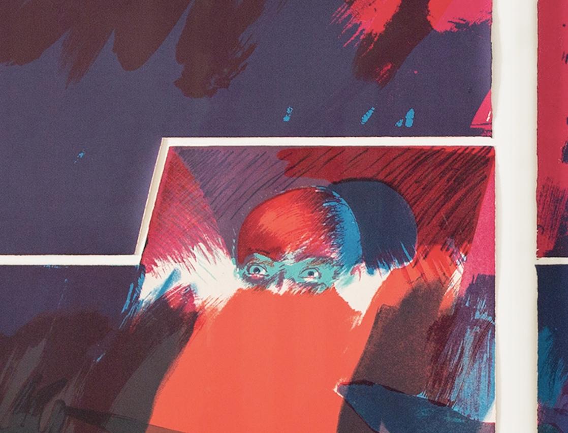 Impromptu, 1981 - Large Red and Blue Diptych Abstract Print, Across Two Frames For Sale 2