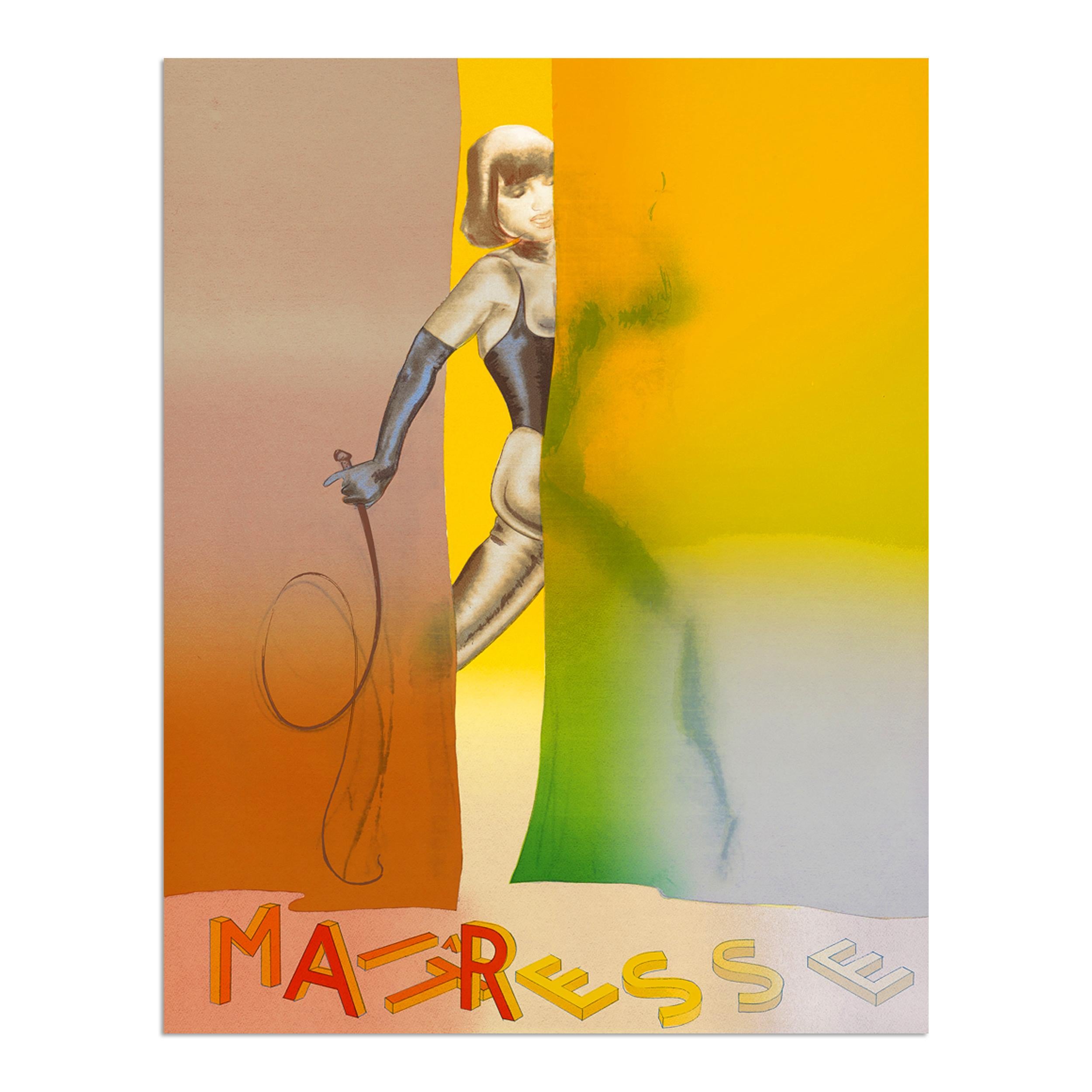 Allen Jones (British, b. 1937)
What If / Maîtresse Folio Screenprint III, 2016
Medium: Screenprint in 35 colors, on Bockingford 400 gsm
Dimensions: 106 x 80 cm (41 x 31 in)
Edition of 40 + 8 AP: Hand signed and numbered
Condition: Mint