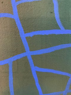 Untitled: Blue Linear Abstract on Green