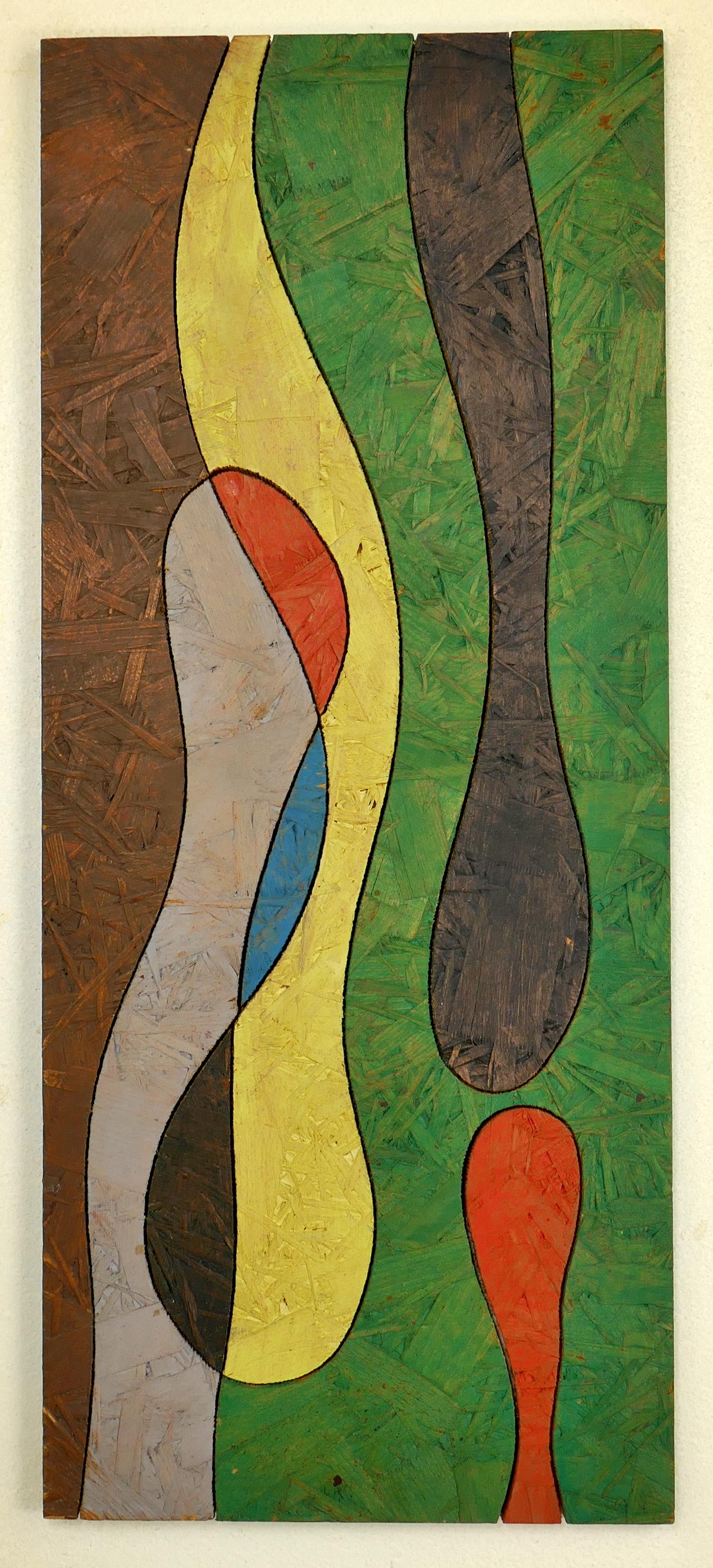 Allen Noonan Originales Diseños milenarios Pintura moderna abstracta Marco de nogal Moderno de mediados de siglo en venta
