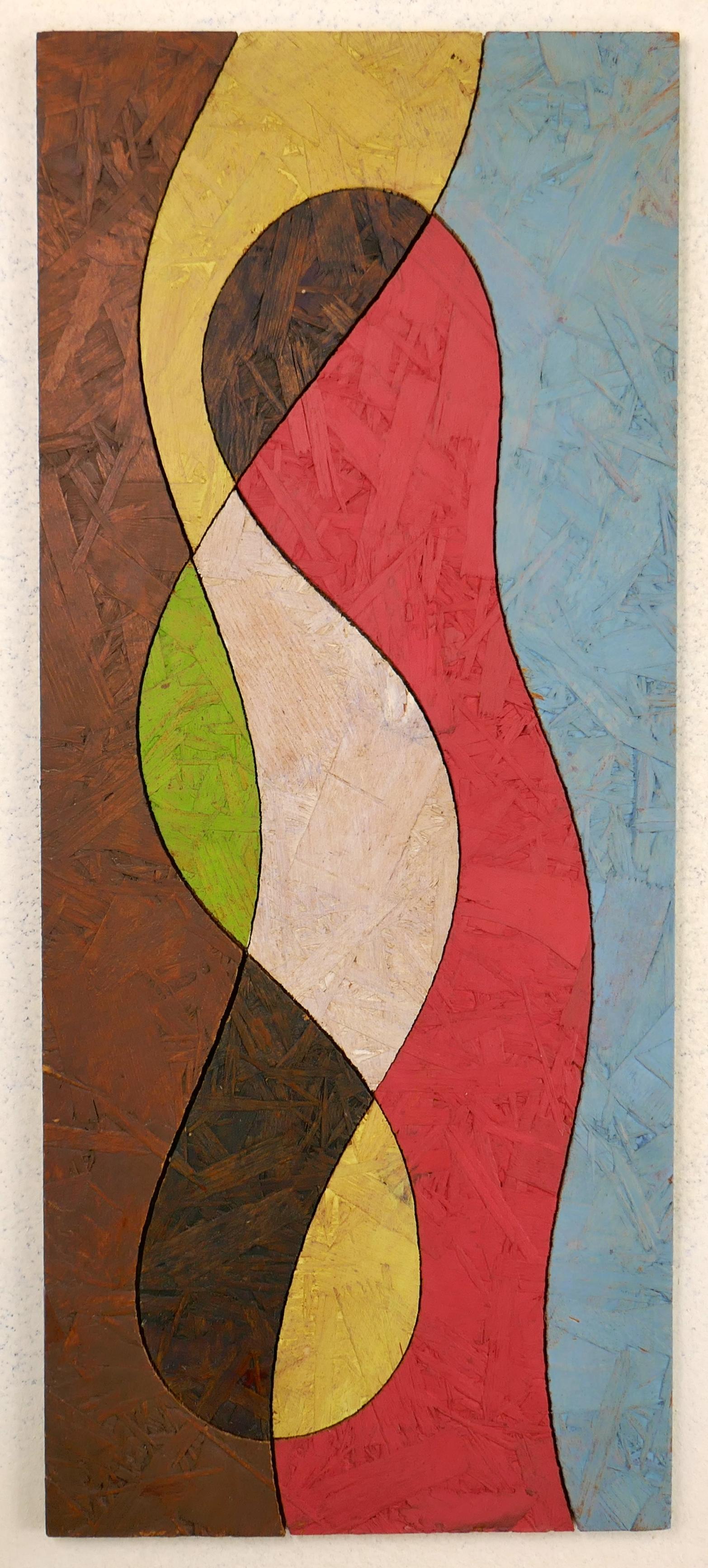 Mid-Century moderno Allen Noonan Originals Millennial Designs Quadro astratto moderno con cornice in noce in vendita