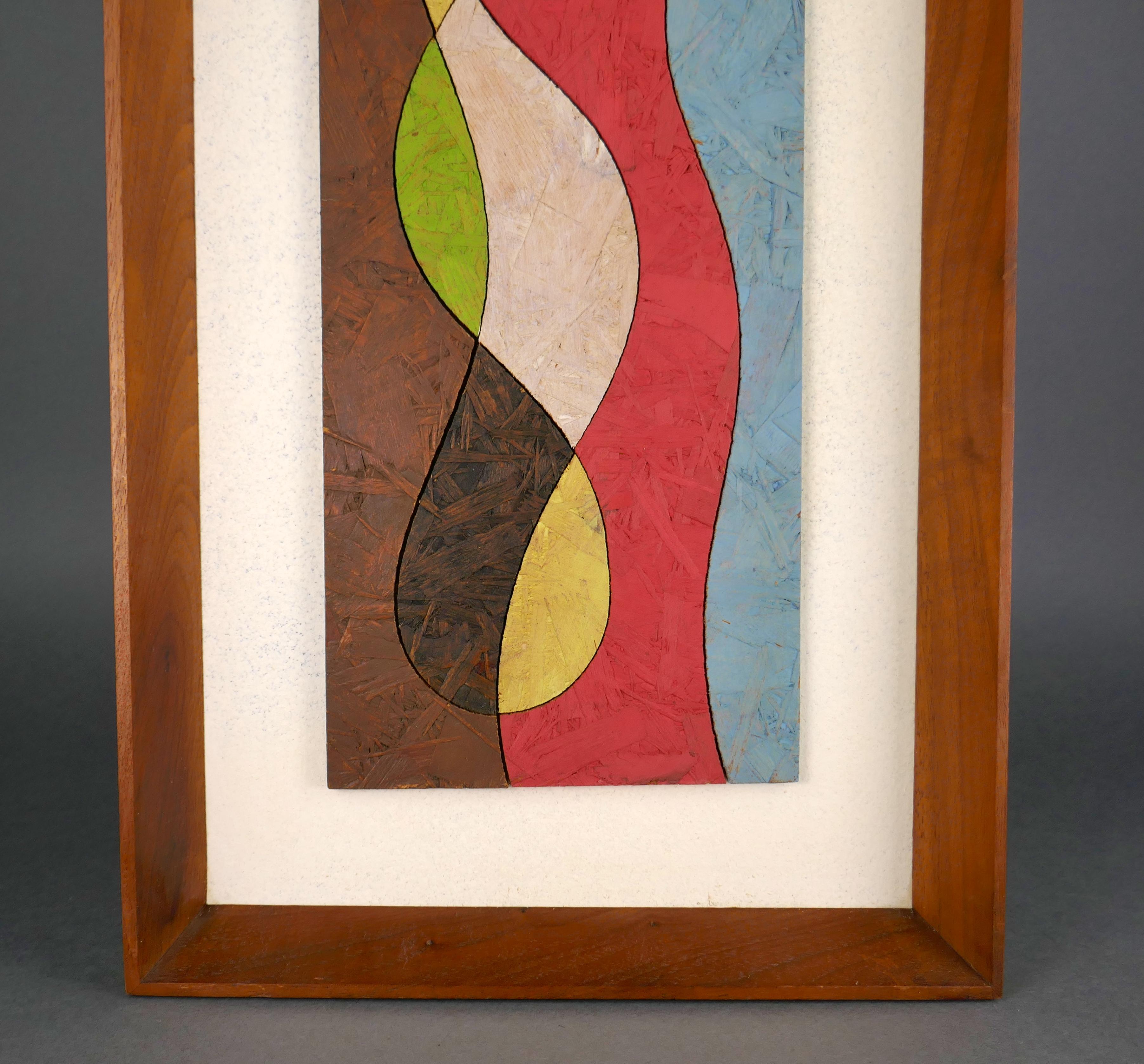 Americano Allen Noonan Originals Millennial Designs Quadro astratto moderno con cornice in noce in vendita