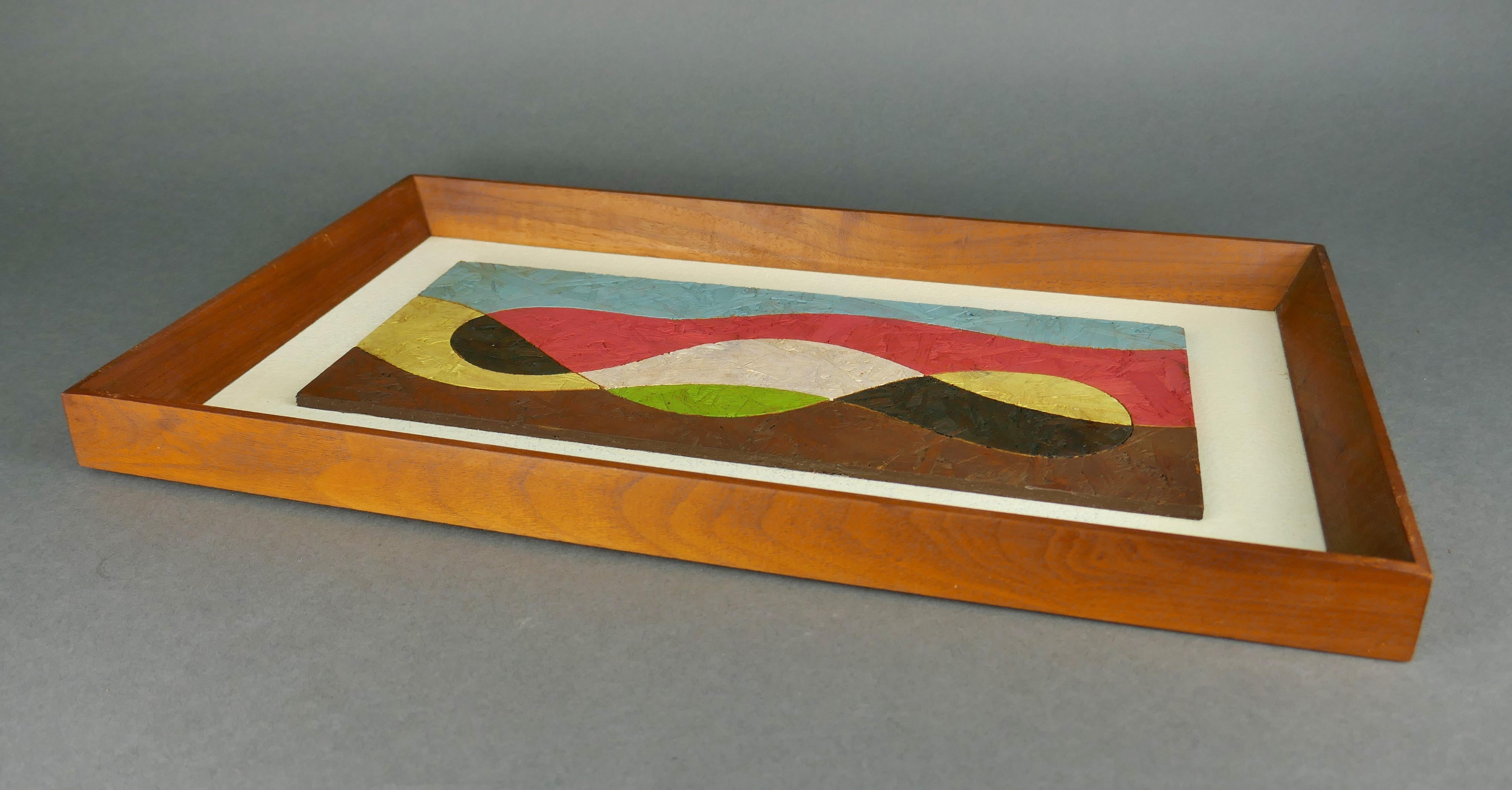 Dipinto a mano Allen Noonan Originals Millennial Designs Quadro astratto moderno con cornice in noce in vendita