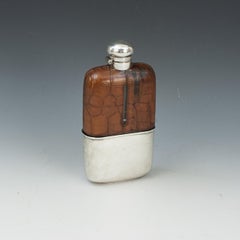 Allen Strand Hip Flask With Faux Crock Leather Cover