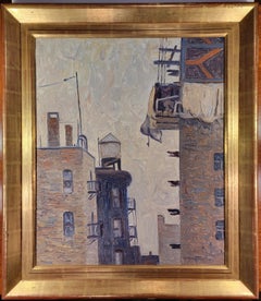 Building d'un appartement, 1920, huile sur toile de l'artiste new-yorkais Allen Tucker