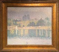 "Día brumoso, puerto de Nueva Inglaterra" Allen Tucker, Impresionista, Reflexiones