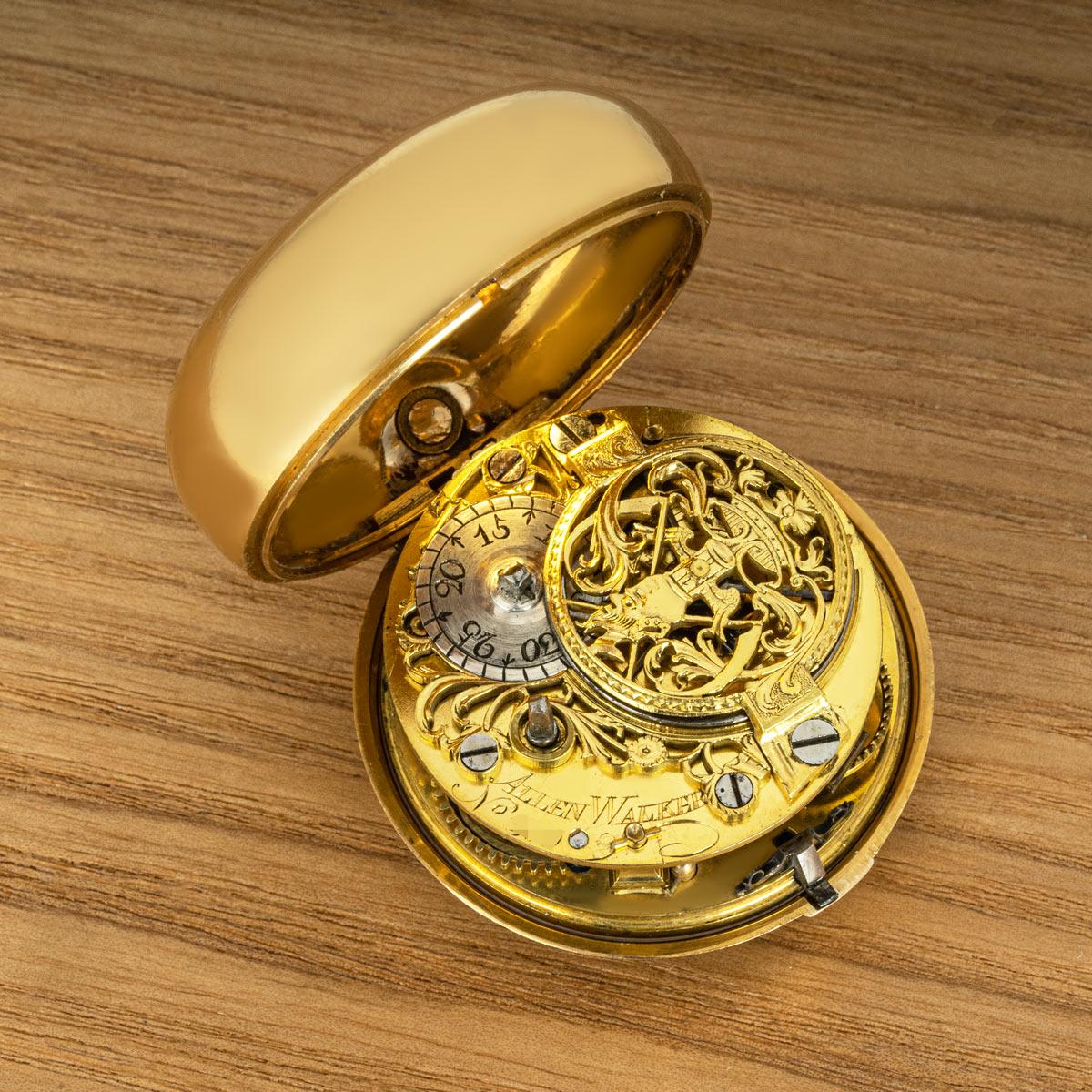 Allen Walker. A Rare Gold Repousse Triple Cased Verge Pocket Watch C1785 For Sale 7