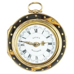 Antique Allen Walker. A Rare Gold Repousse Triple Cased Verge Pocket Watch C1785