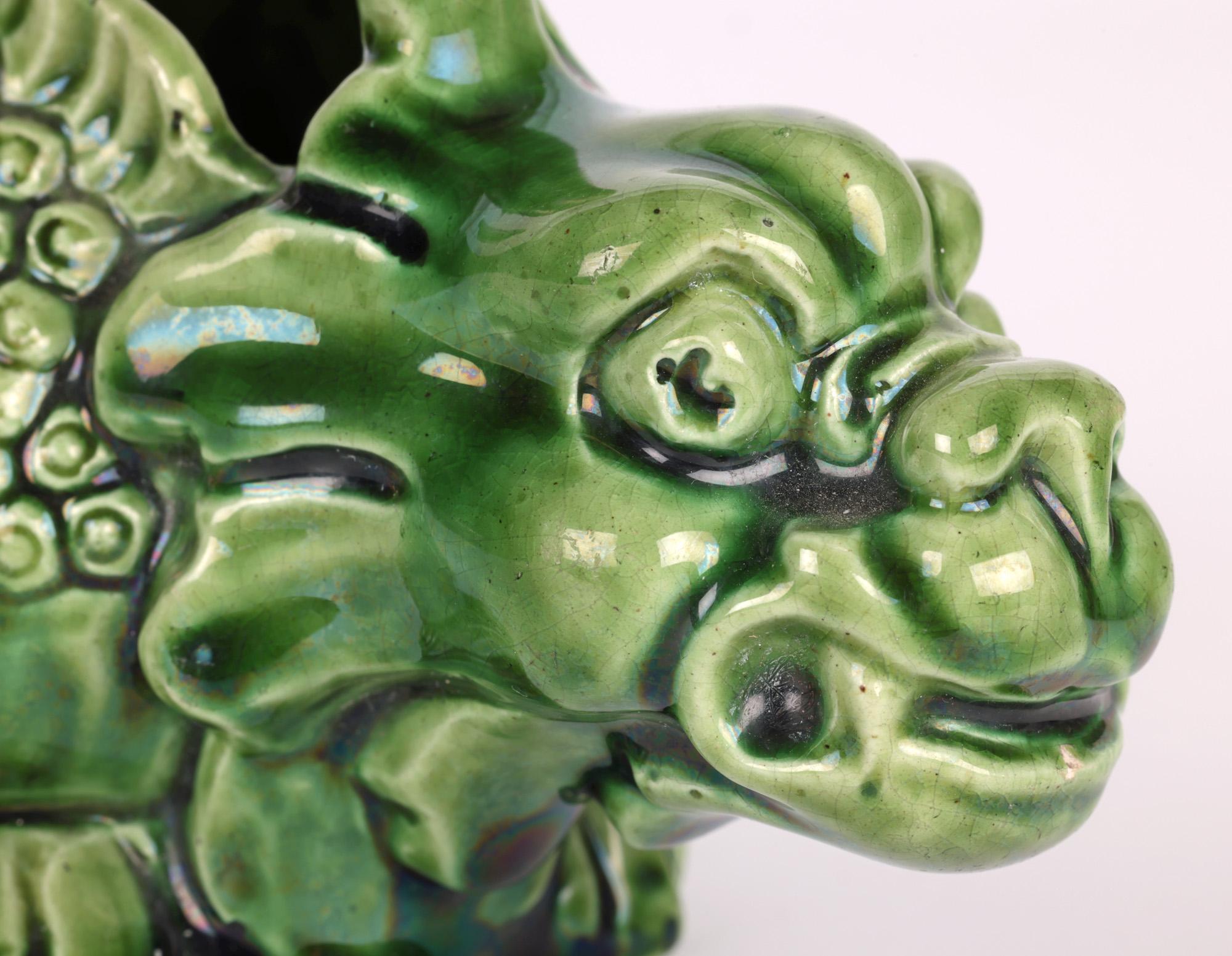 A scarce and unusual Aller Vale, Devon grotesque beast pottery planter designed by renowned ceramic artist Blanche Georgiana Vulliamy (British, 1869 - 1923) and dating from around 1900. Vulliamy produced a number of designs for several of the